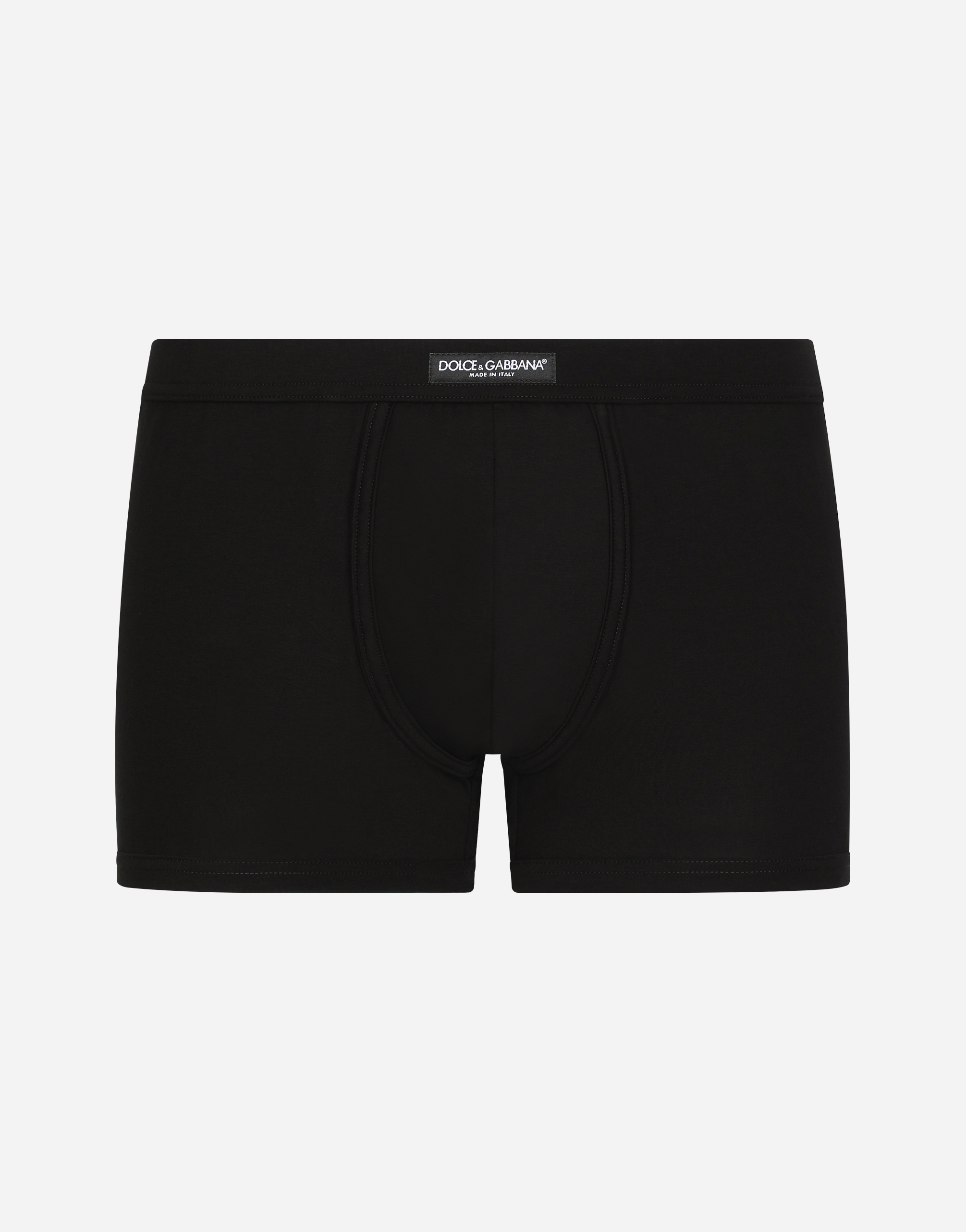Dolce & Gabbana Two-way Stretch Jersey Boxers With Logo Label - Man Underwear And Loungewear Black Cotton