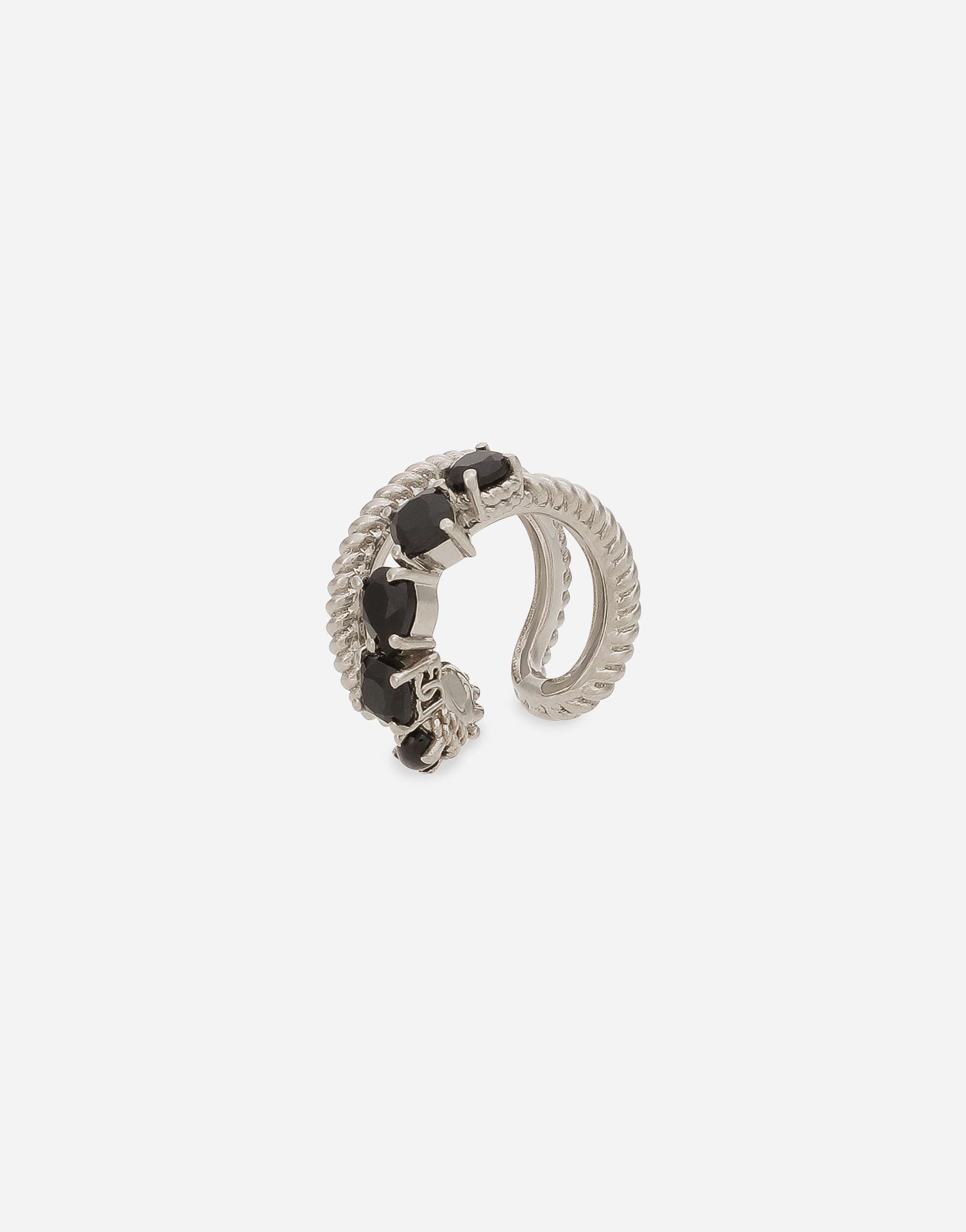 Shop Dolce & Gabbana Anna Earring In White Gold 18kt And Black Spinels