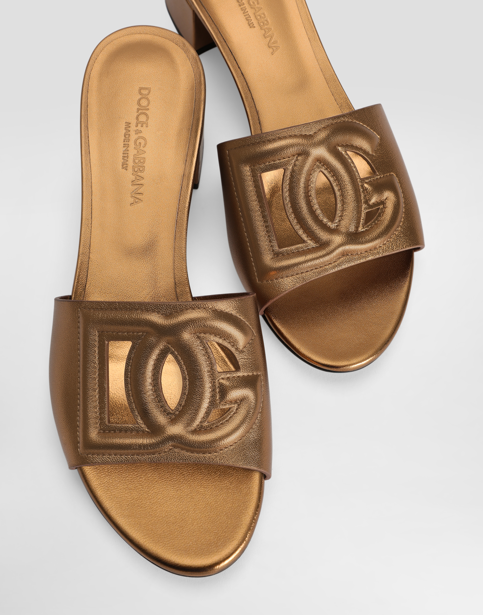 Dolce & Gabbana Mordoré Nappa Leather Mule In Gold