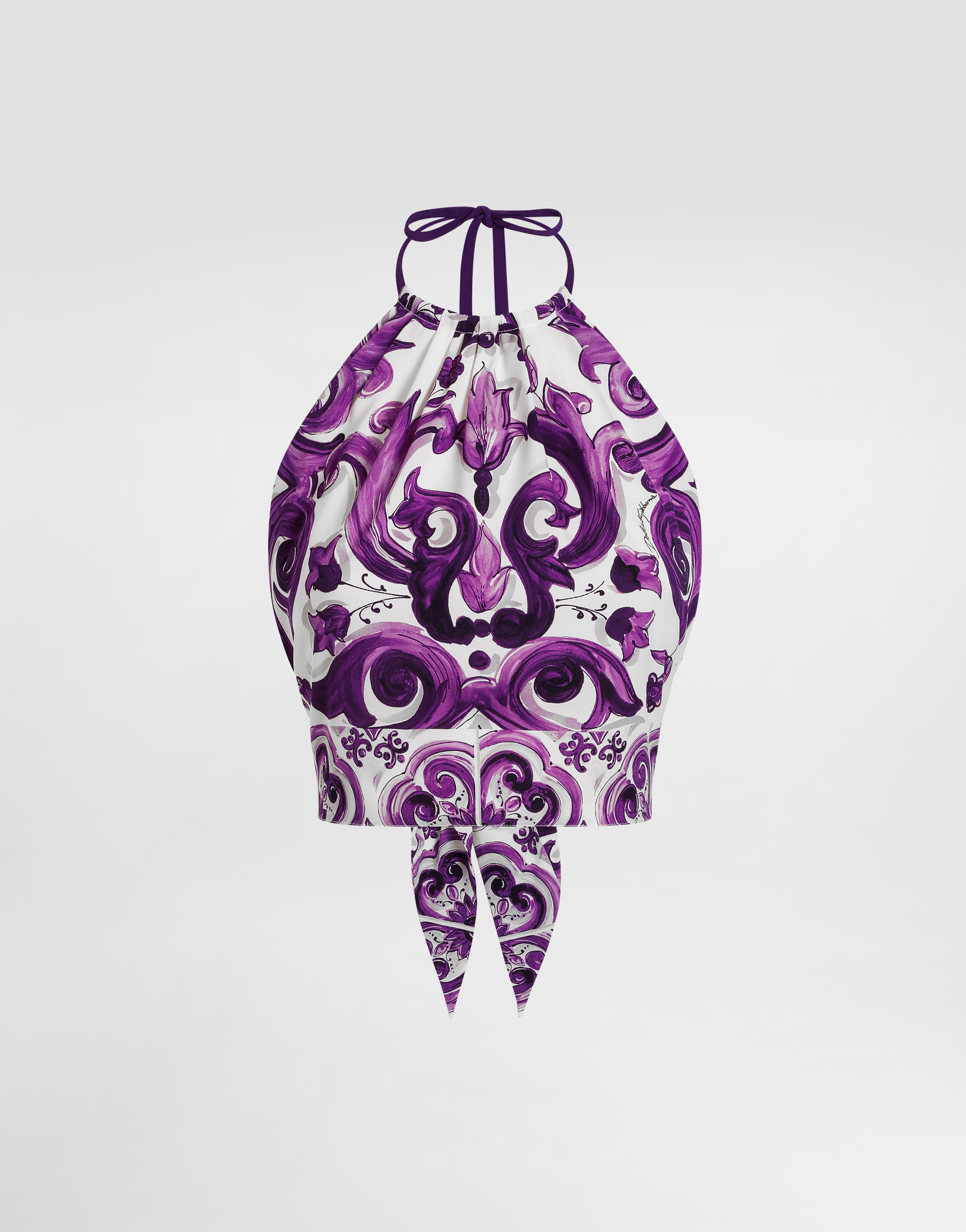 Dolce & Gabbana Majolica-print Charmeuse Top