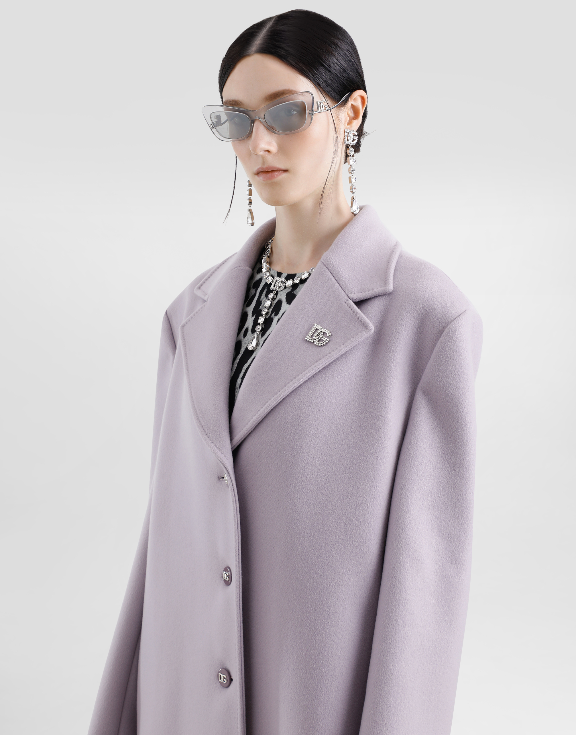 Dolce & Gabbana Single-breasted Cashmere Baize Coat In Lilac