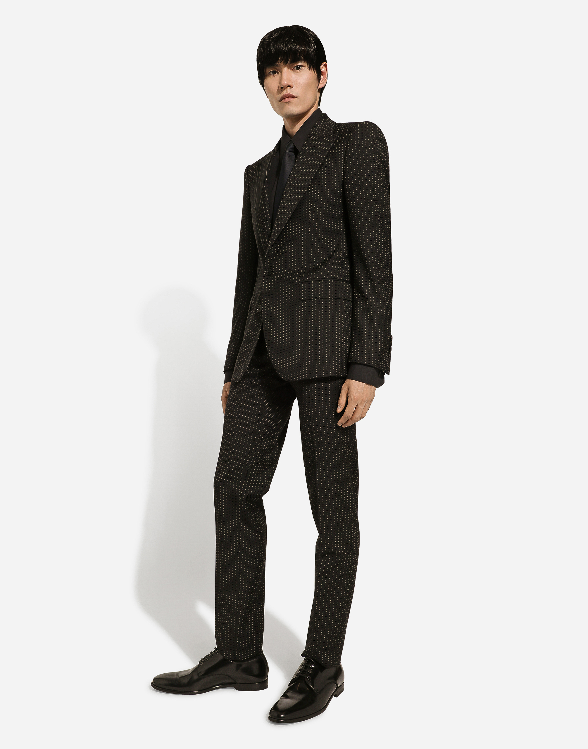 Dolce & Gabbana Single-breasted Pinstripe Wool Sicilia-fit Jacket In Black