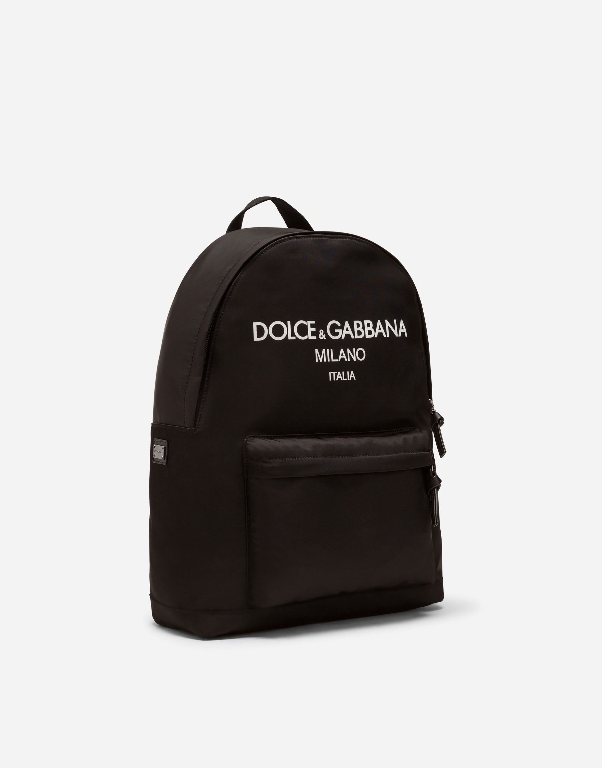 DOLCE & GABBANA NYLON BACKPACK WITH RUBBERIZED LOGO