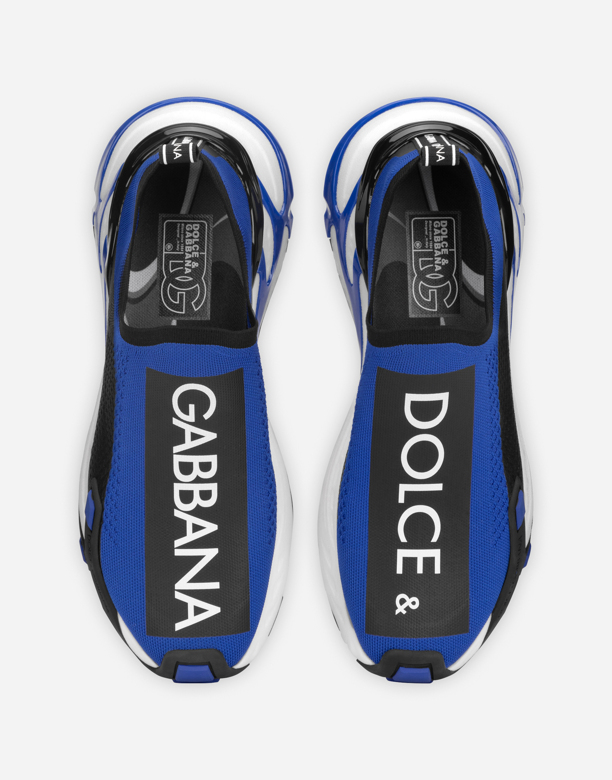 Shop Dolce & Gabbana Sorrento Sneakers In Stretch Mesh With Logo In Multicolor