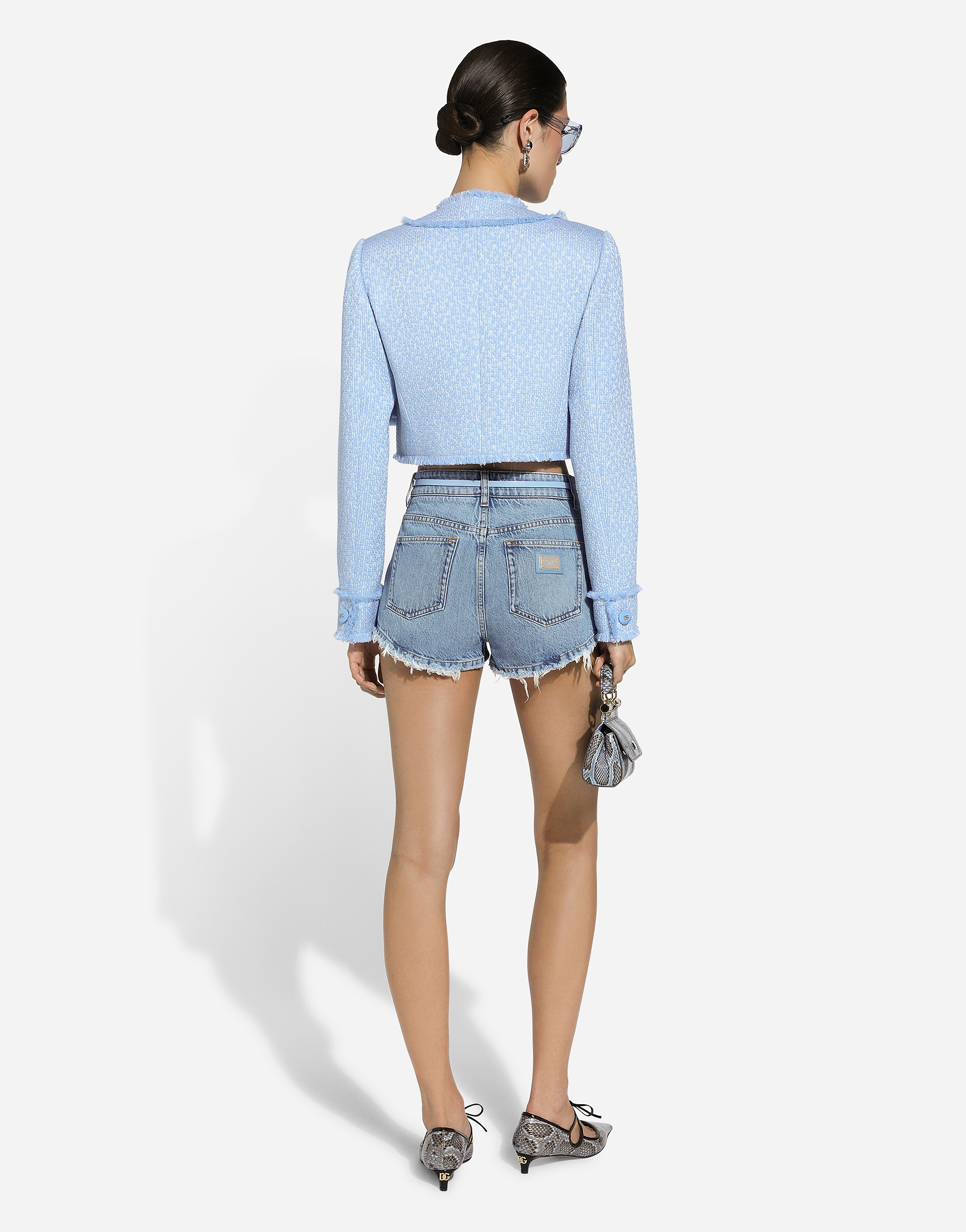 Shop Dolce & Gabbana Short Raschel Wool Tweed Jacket In Purple