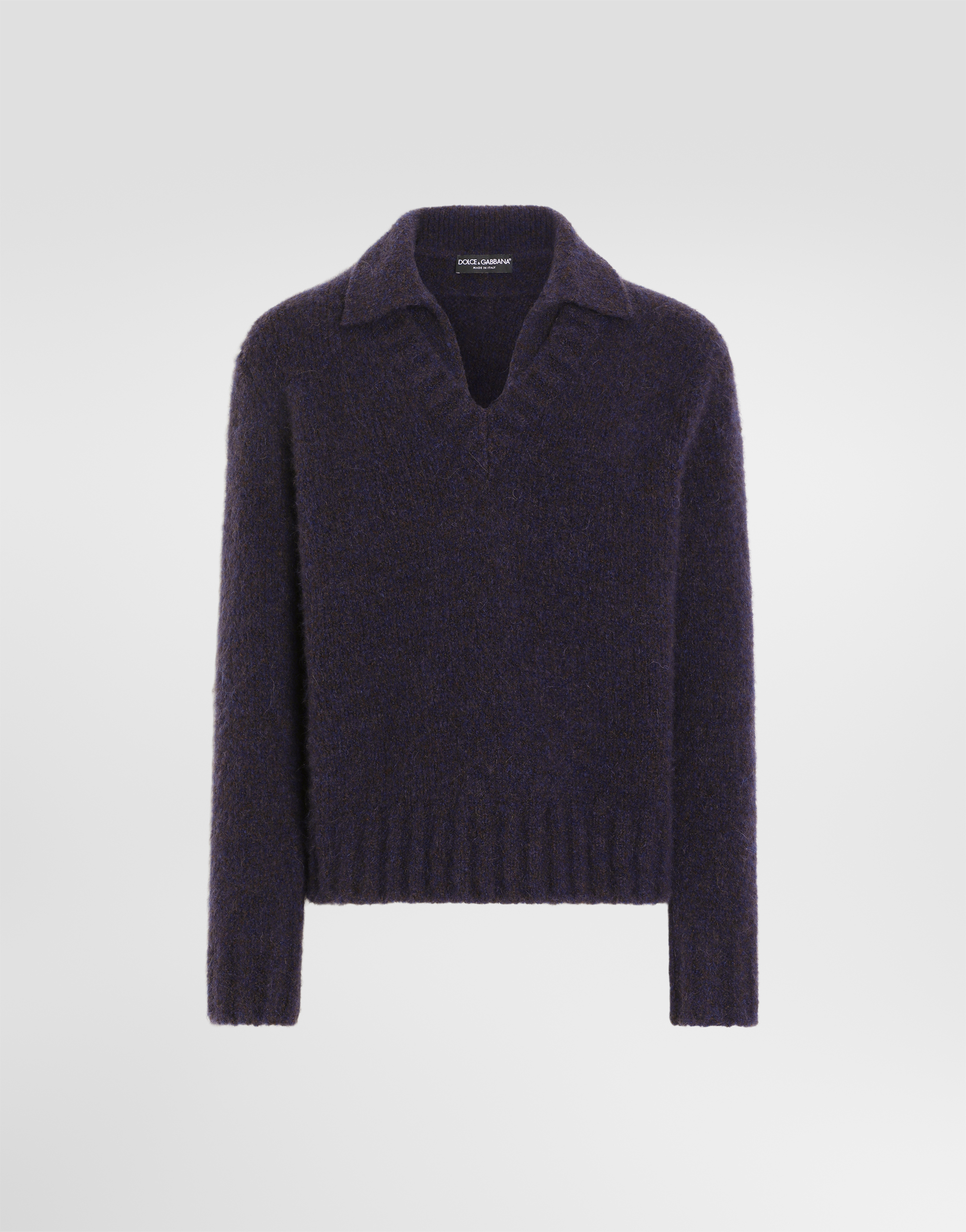 Pulóver en mezcla de alpaca en Gris de Hombre | Dolce&Gabbana® Pulóver en mezcla de alpaca en Gris de Hombre | Dolce&Gabbana®