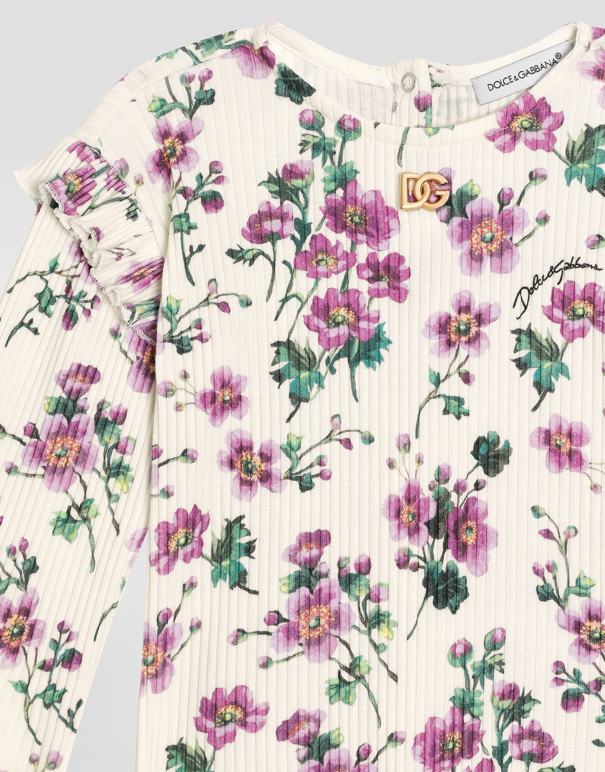 Violets-print ribbed t-shirt