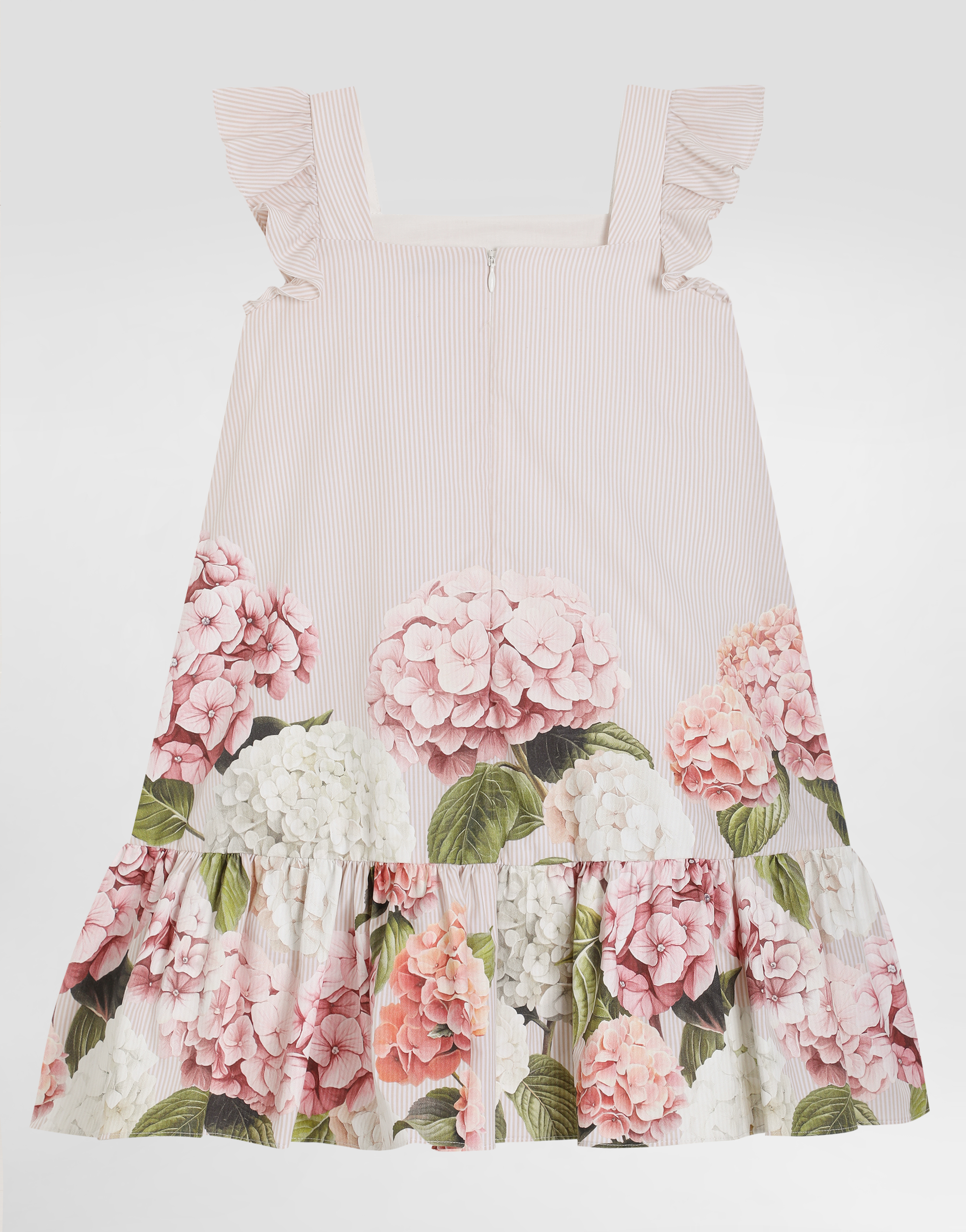 Dolce & Gabbana Dolce  Gabbana Kids Hydrangea-print Striped Dress In Multi