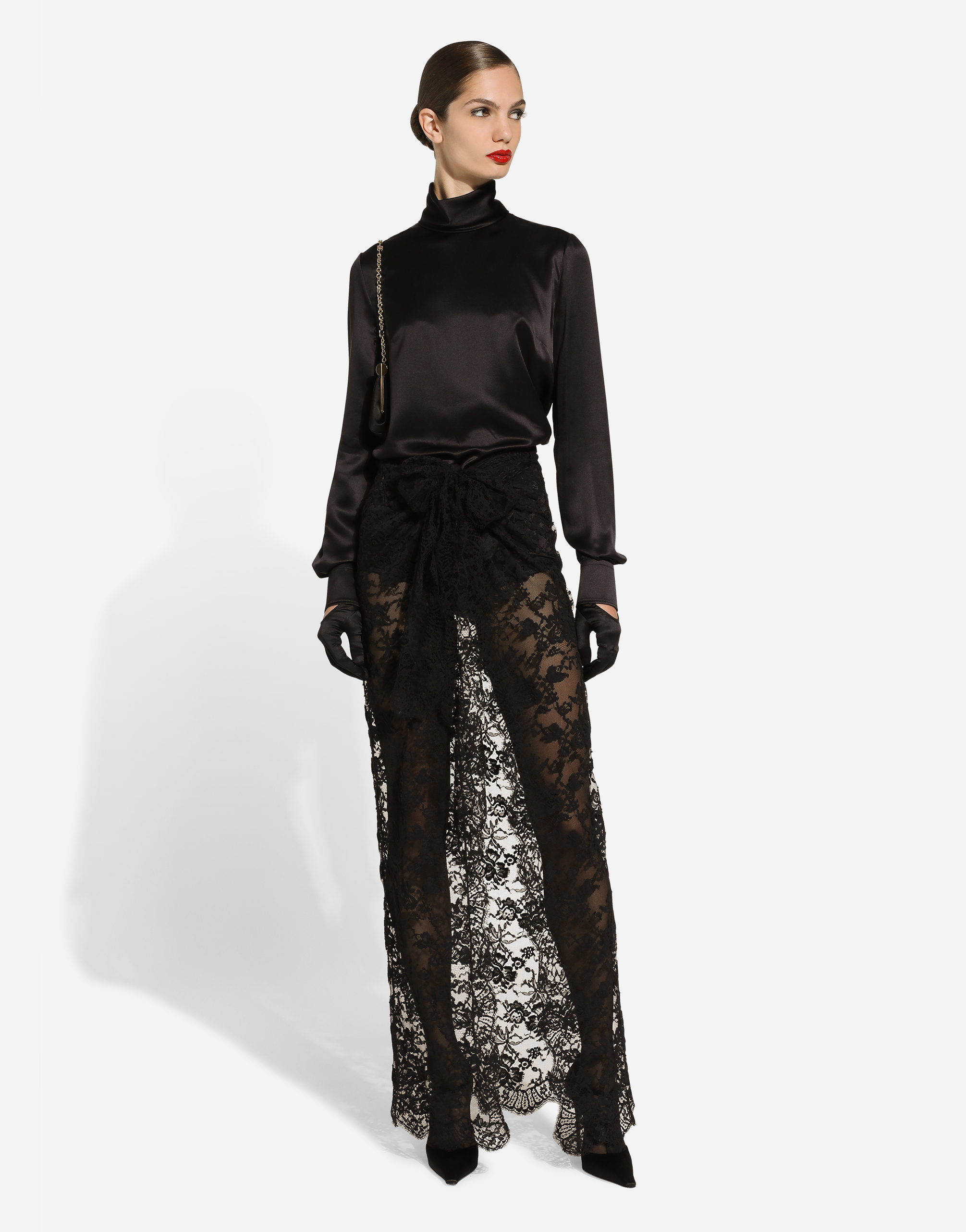  Dolce & Gabbana Long Chantilly Lace Skirt - Woman Skirts Black 42 