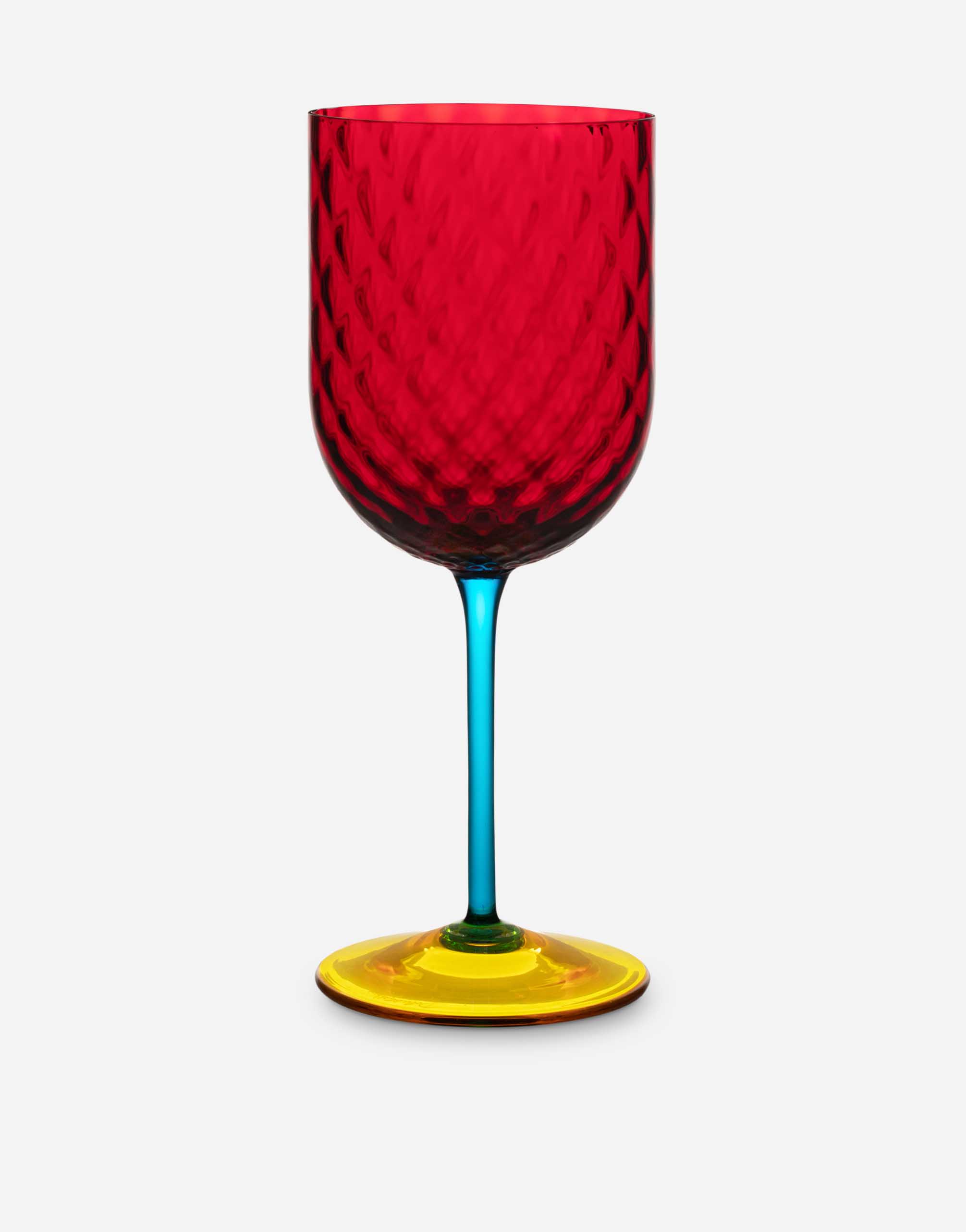 Dolce & Gabbana Hand-blown Murano Red Wine Glass In Multicolor