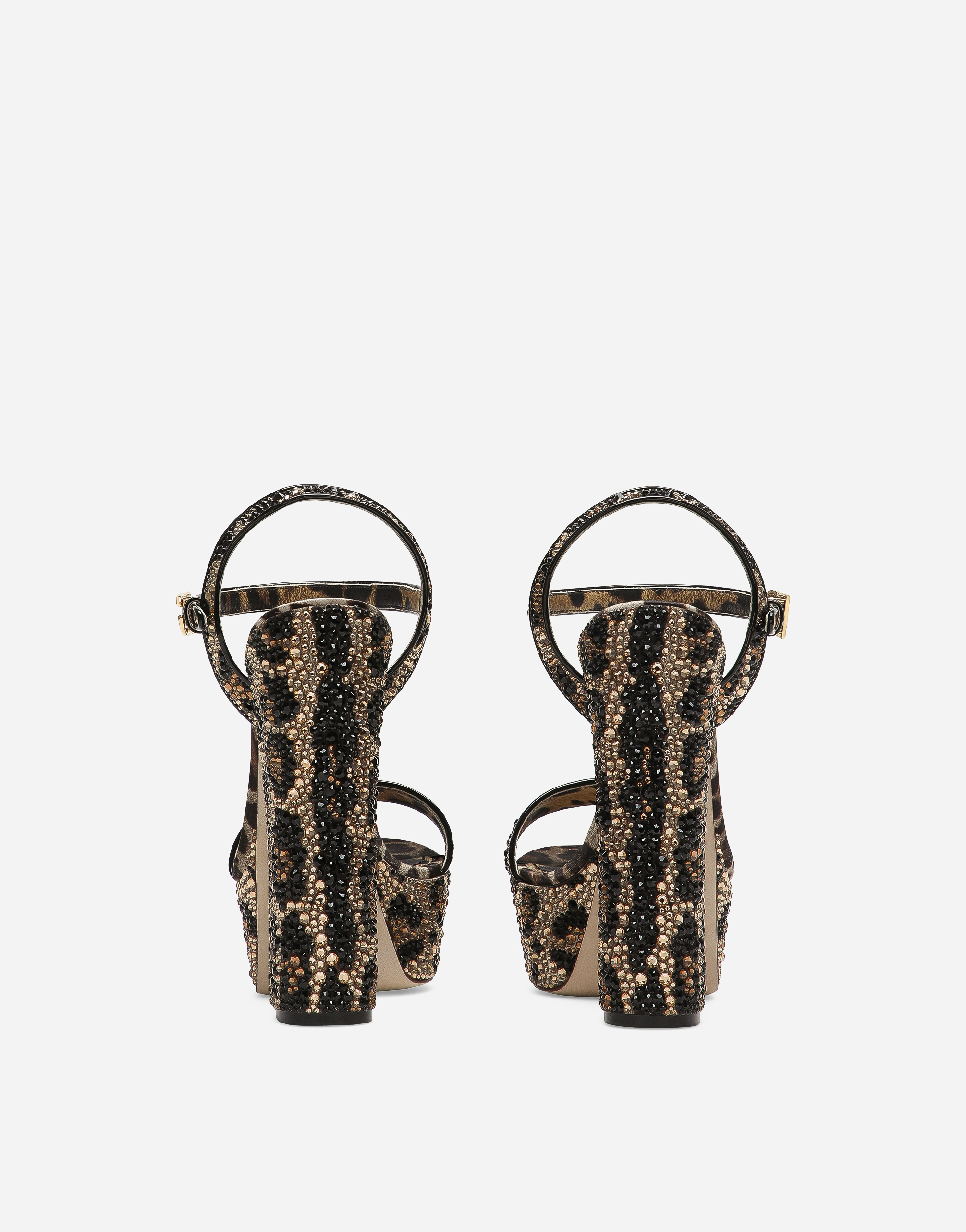  Dolce & Gabbana Dolce & Gabbana Satin Platform Sandals With Fusible Rhinestones - Woman Sandals And Wedges Animal Print Satin 39 