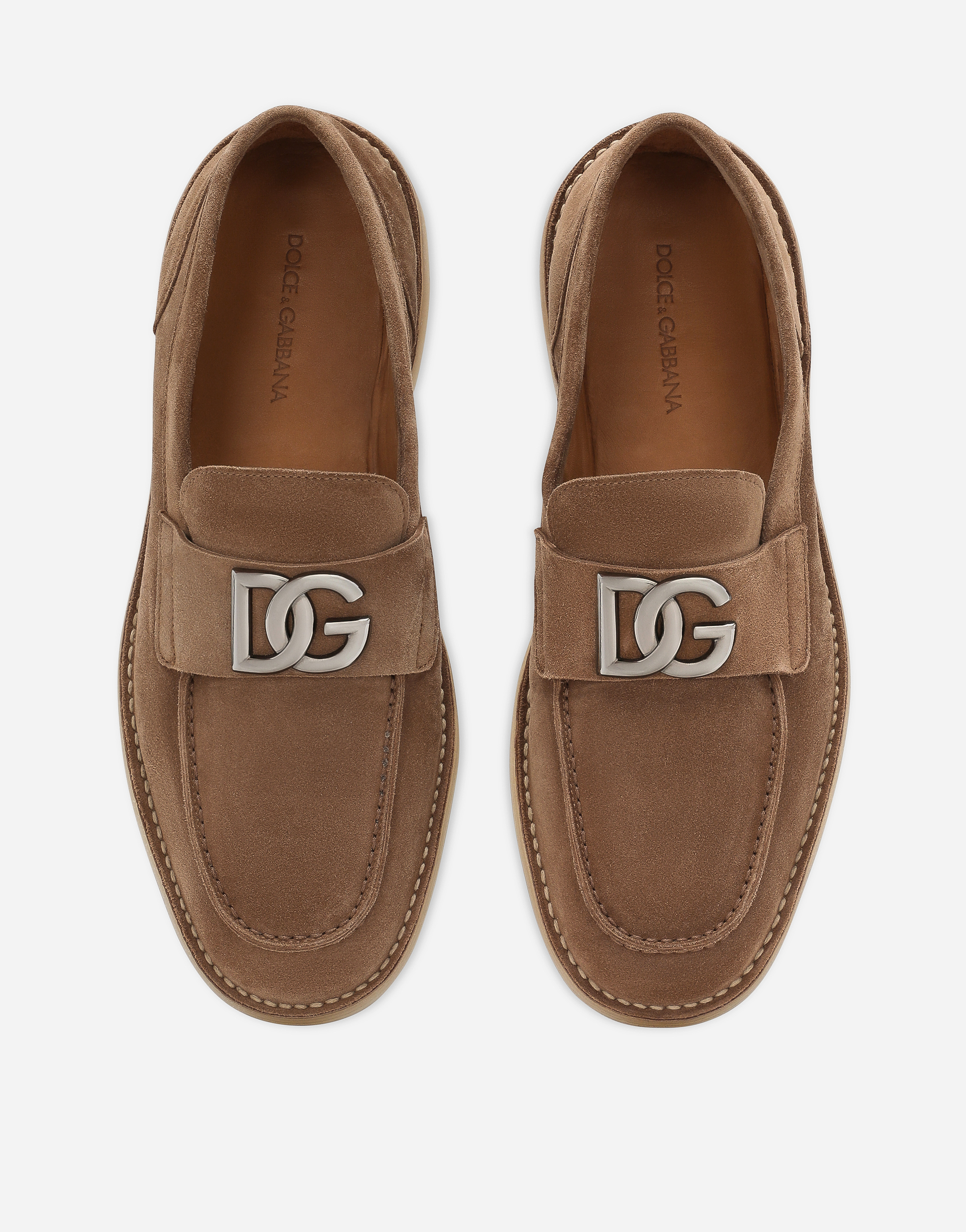 Shop Dolce & Gabbana Suede Loafers In Brown