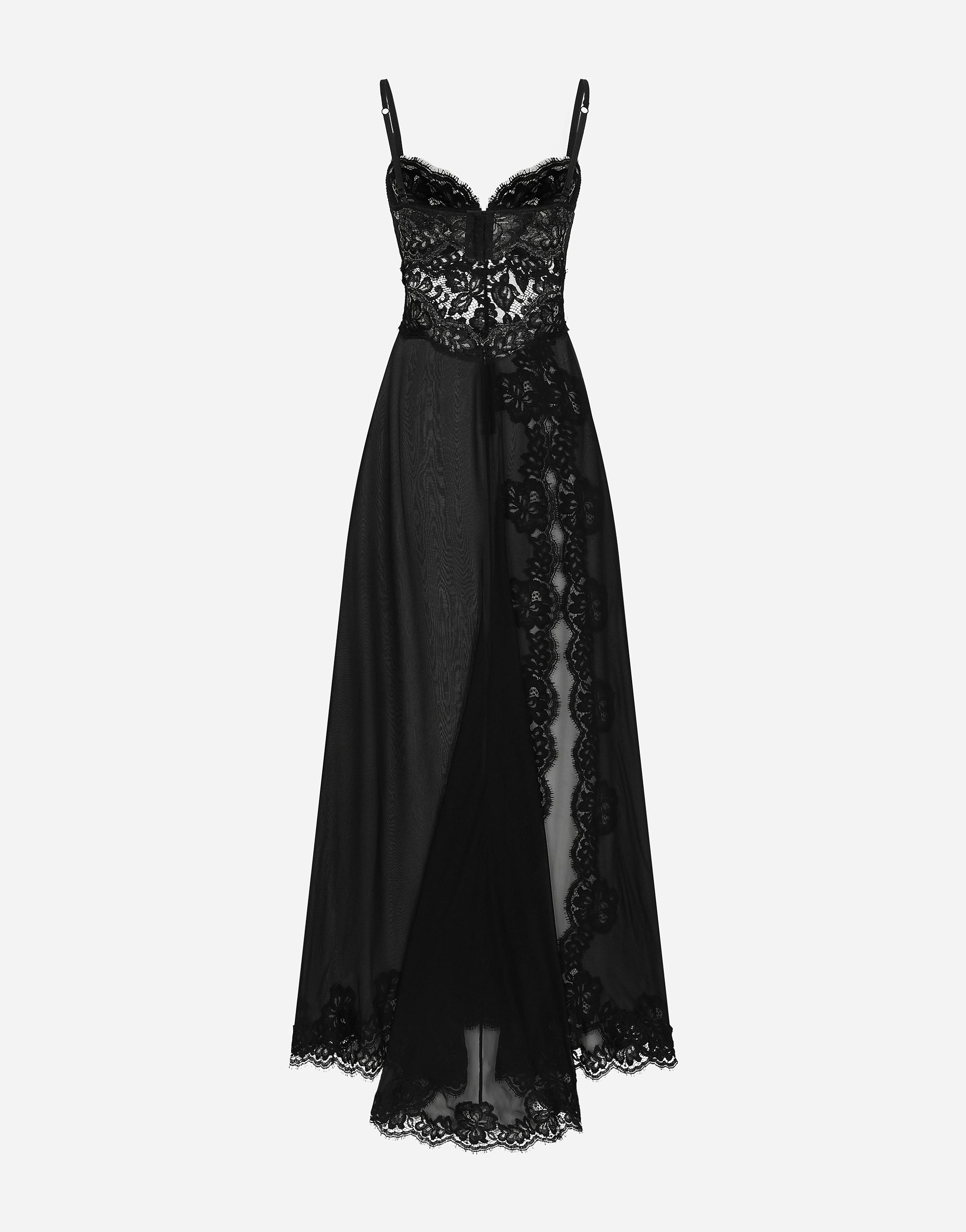 Dolce & Gabbana Silk-blend Chiffon And Lace Corset Dress In Black