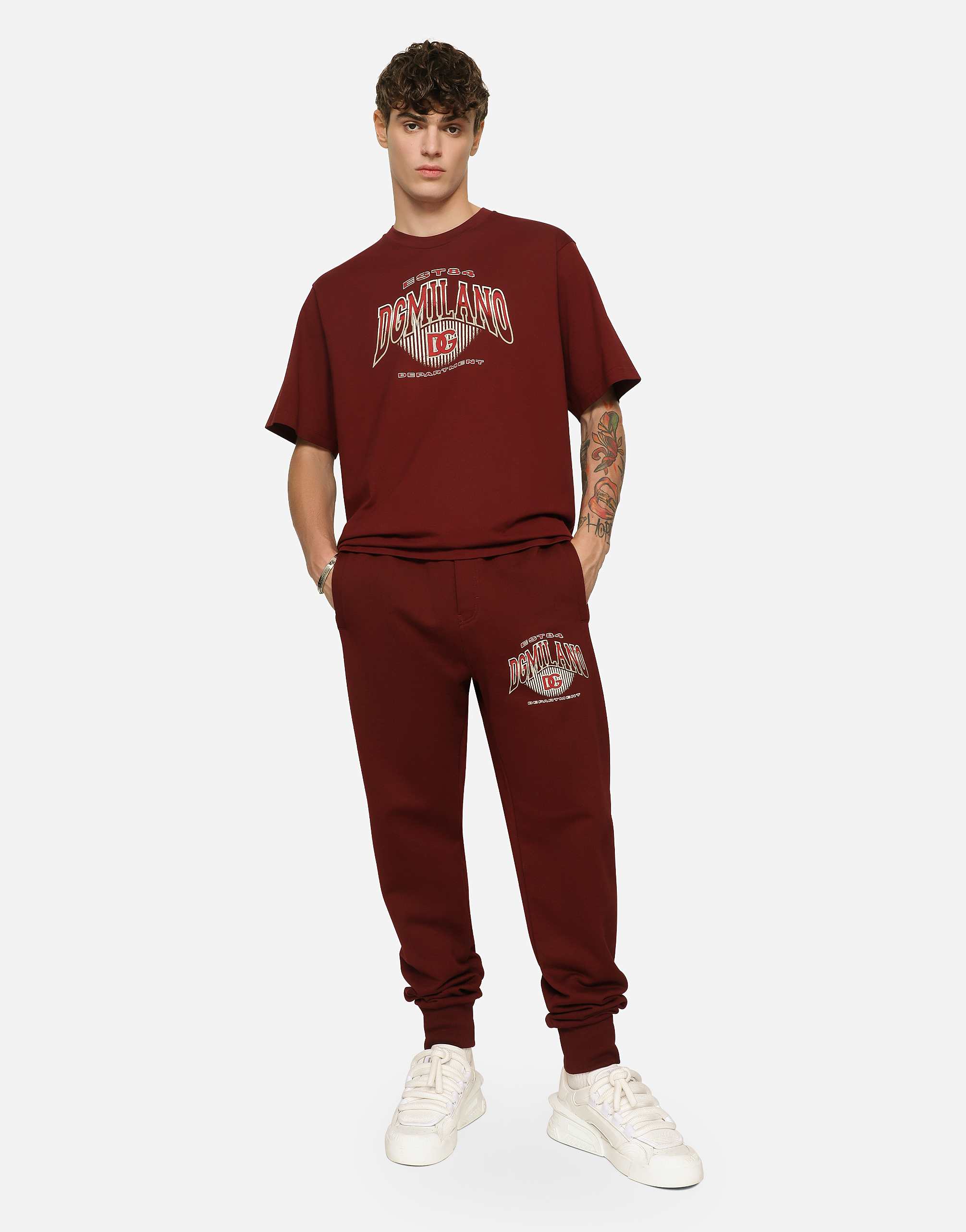 DOLCE & GABBANA JERSEY JOGGING PANTS WITH DG LOGO PRINT