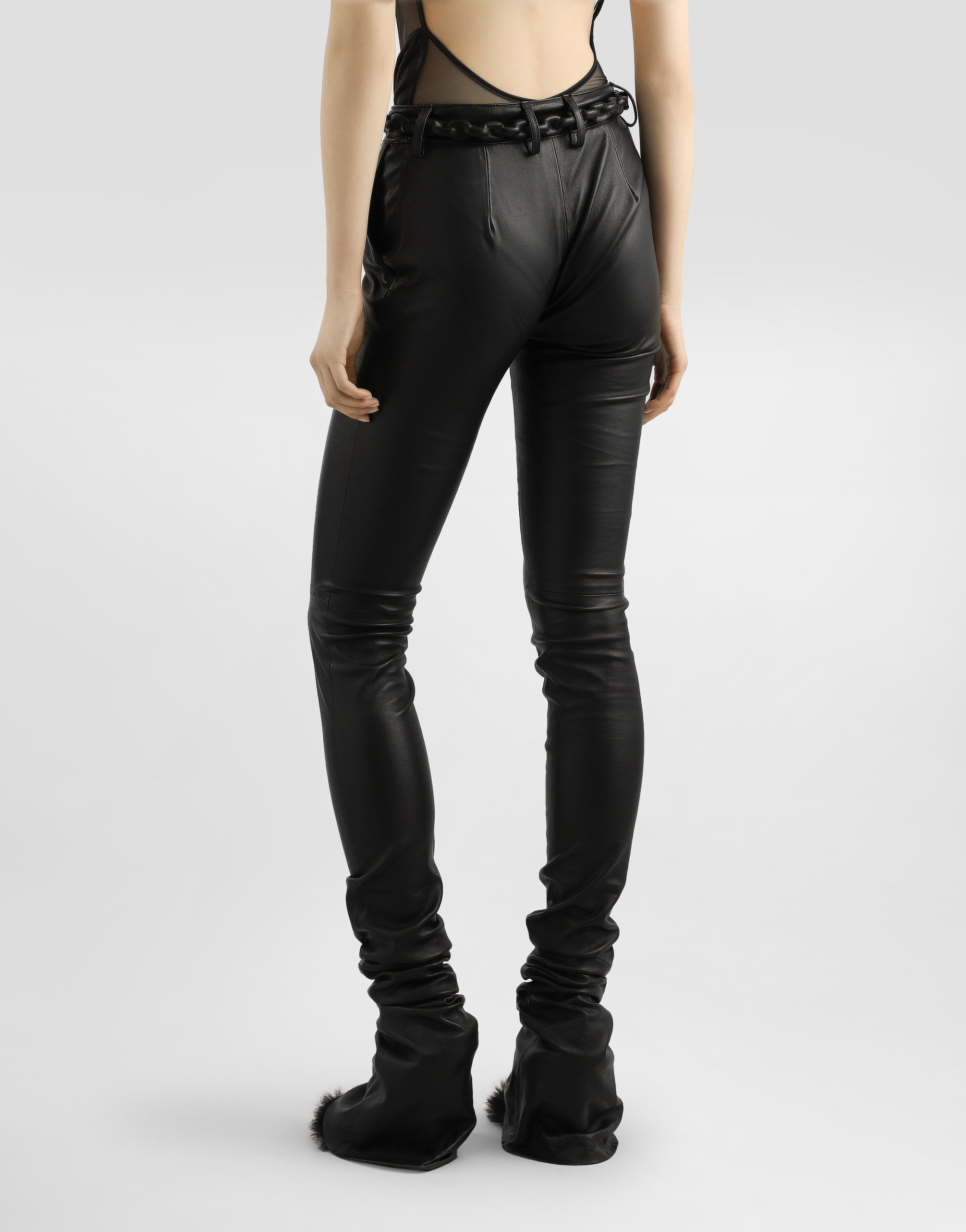 Stretch nappa leather trousers