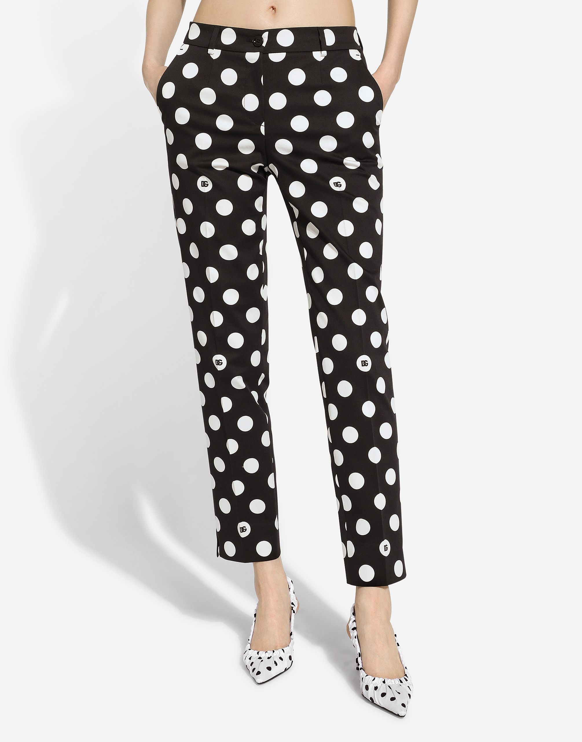 Shop Dolce & Gabbana Cotton Pants With Polka-dot Print In プリ