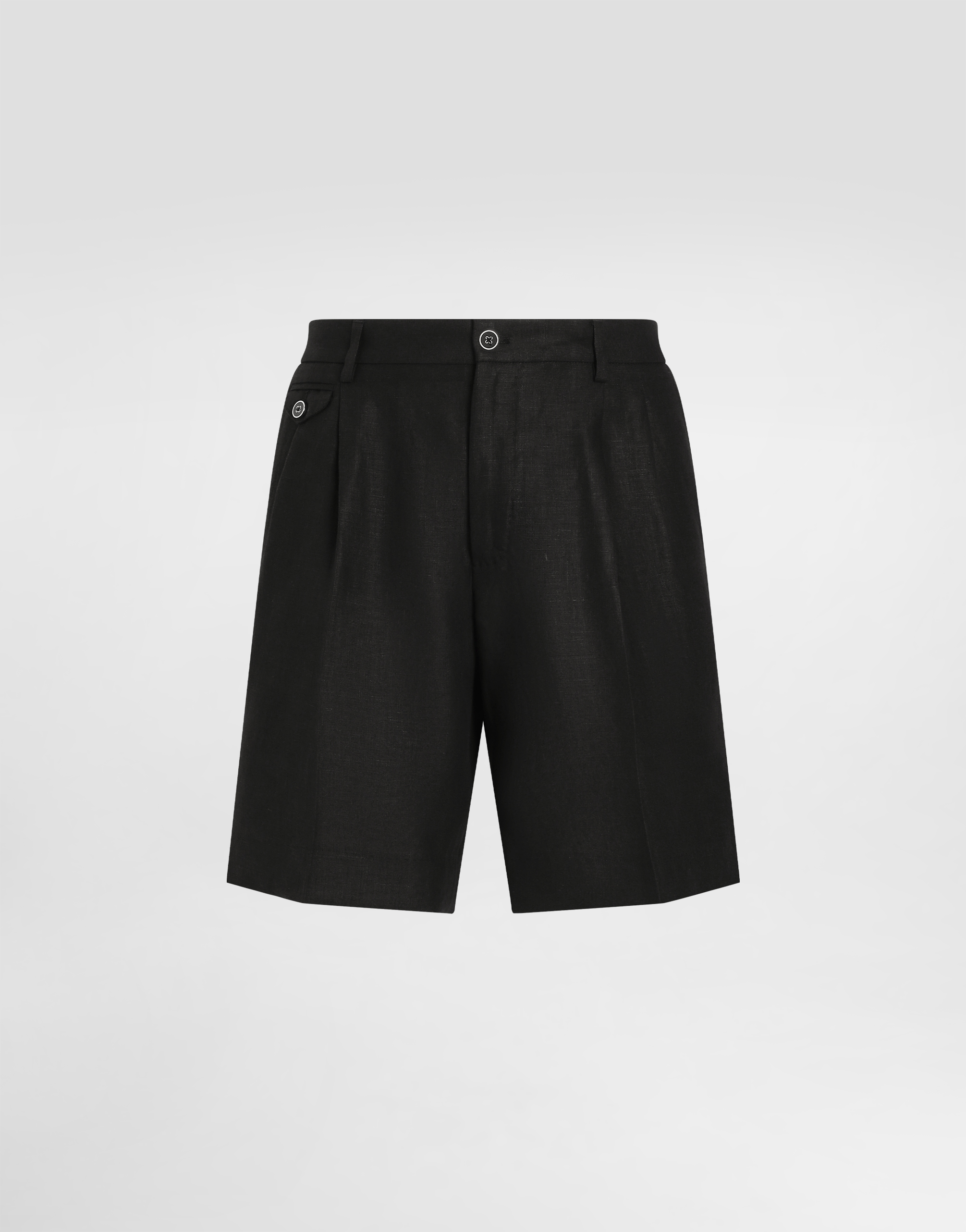 Dolce & Gabbana Linen Shorts - Man Pants And Shorts Black Linen