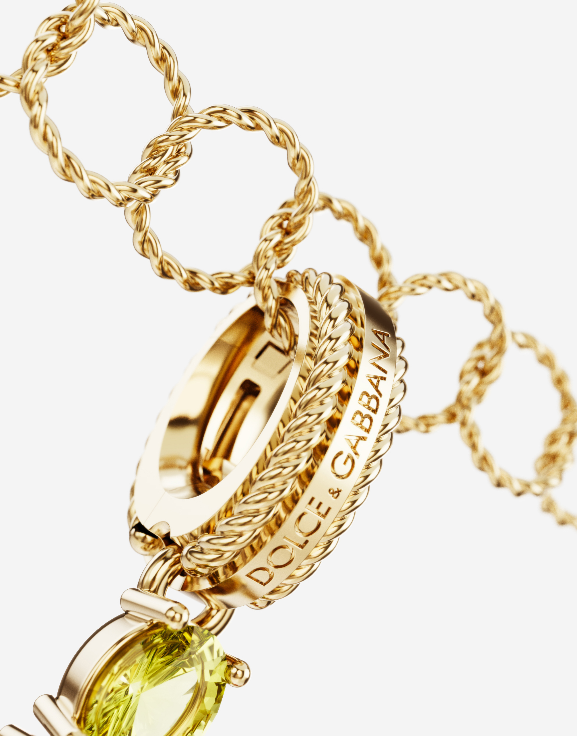 Dolce & Gabbana Rainbow Alphabet K 18 Kt Yellow Gold Charm With Multicolor Fine Gems Gold Female Onesize In Gold