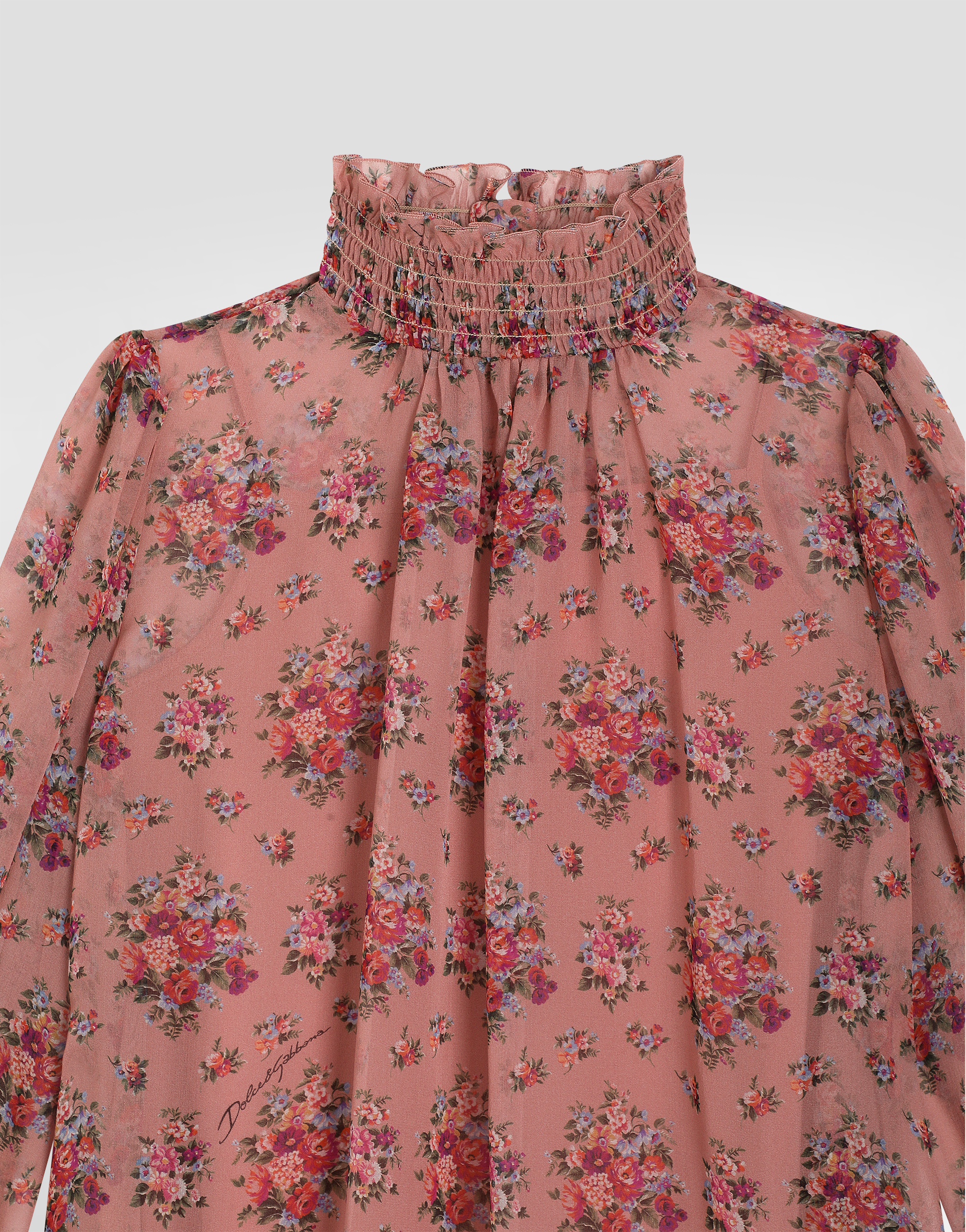  Dolce & Gabbana Dolce & Gabbana Small Flower Bouquets-print Chiffon Blouse - Woman Shirts And Tops Multicolor 10 Years 