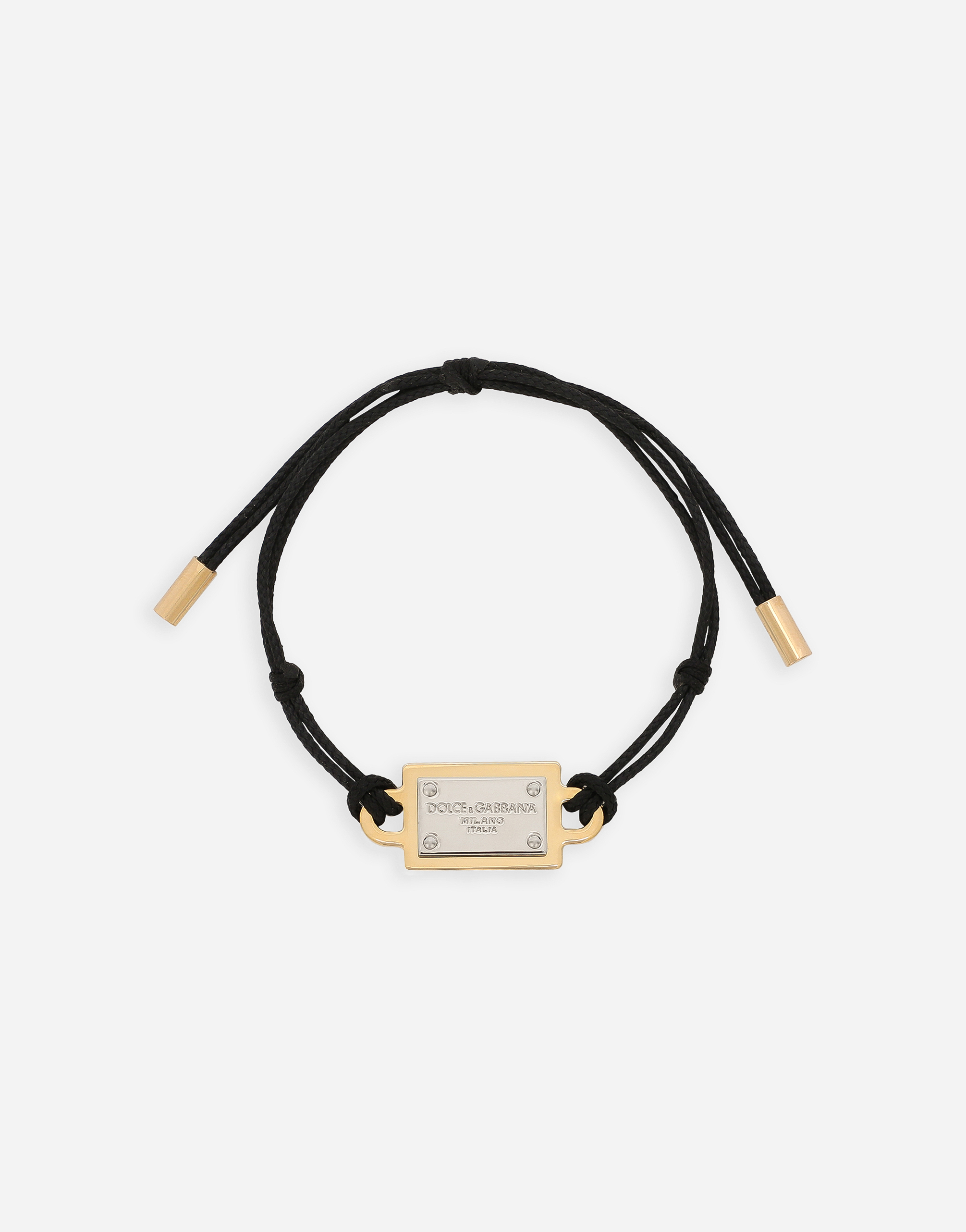 Dolce & Gabbana Bracelet With Cord And Logo Tag - Woman Bijoux Black Metal Onesize