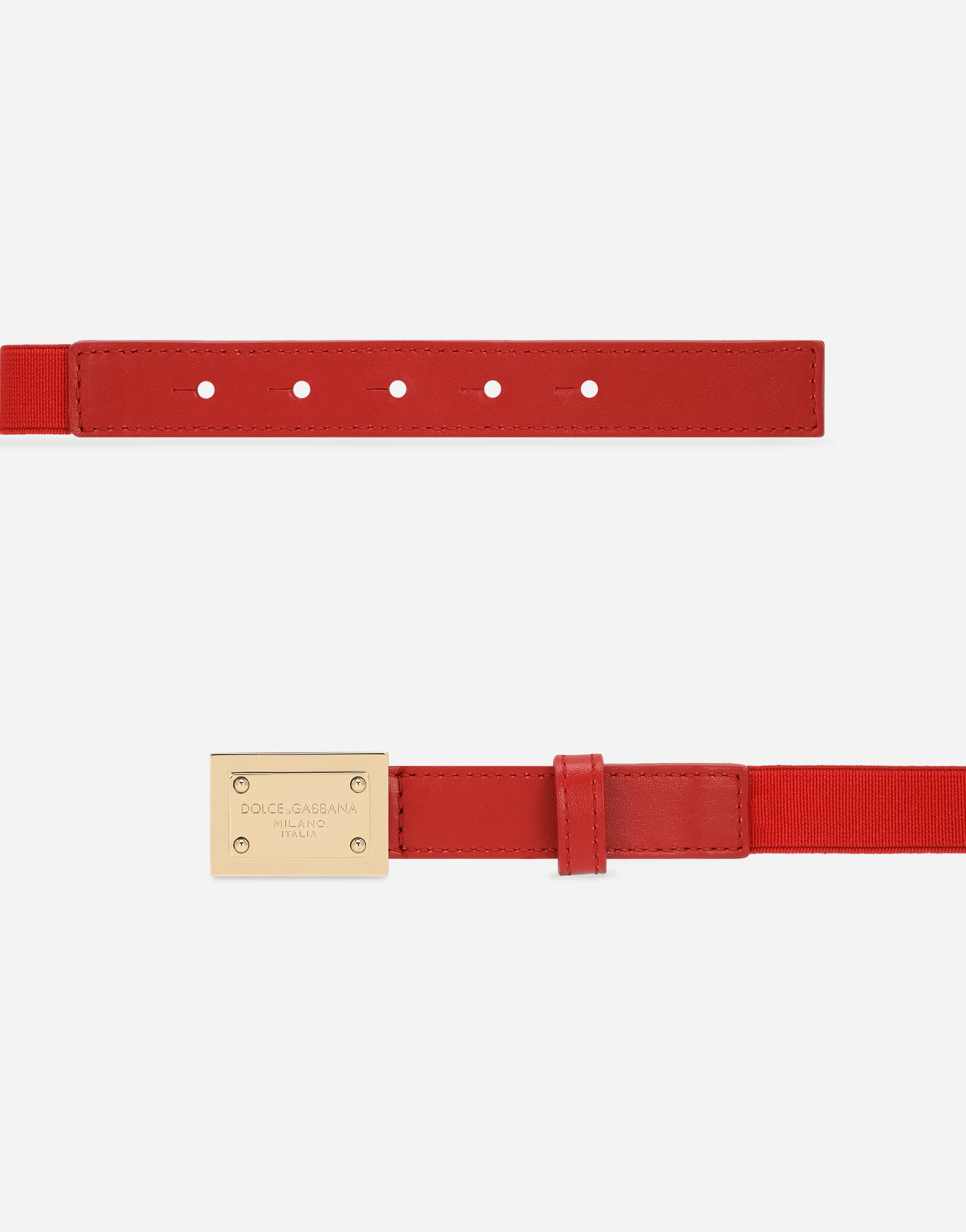 Shop Dolce & Gabbana Stretch Belt With Logo Tag In Red