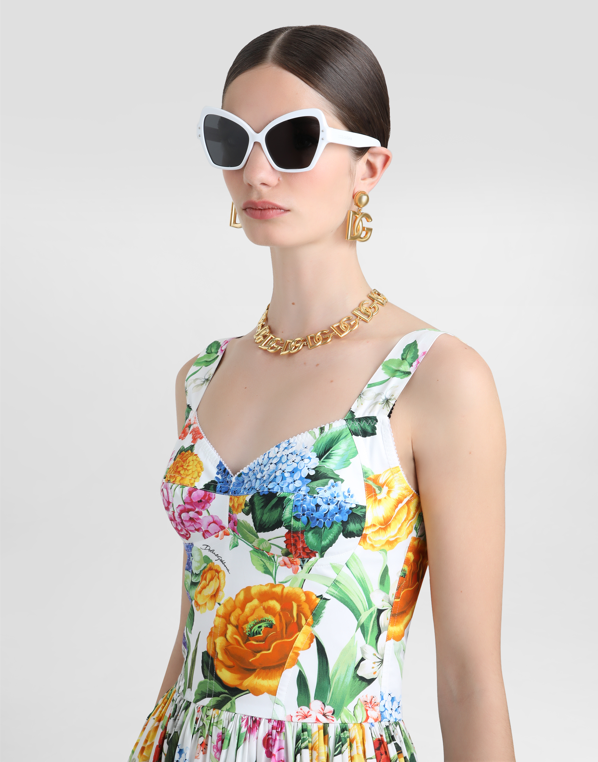 Dolce & Gabbana Floral-print Corset Long Dress In Print