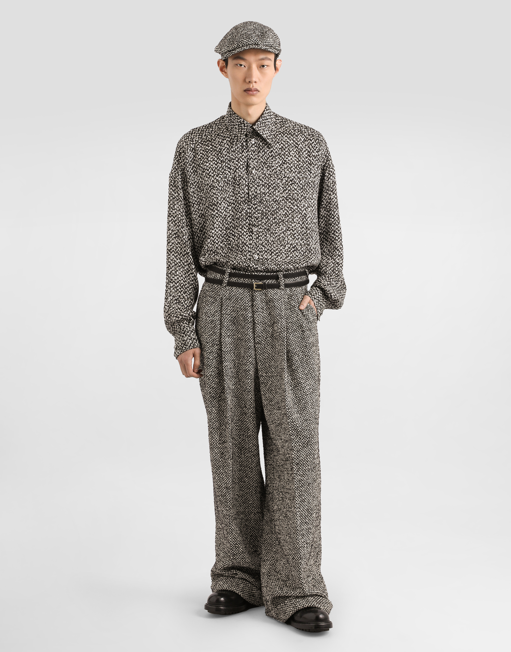 Chiffon shirt with bouclé print