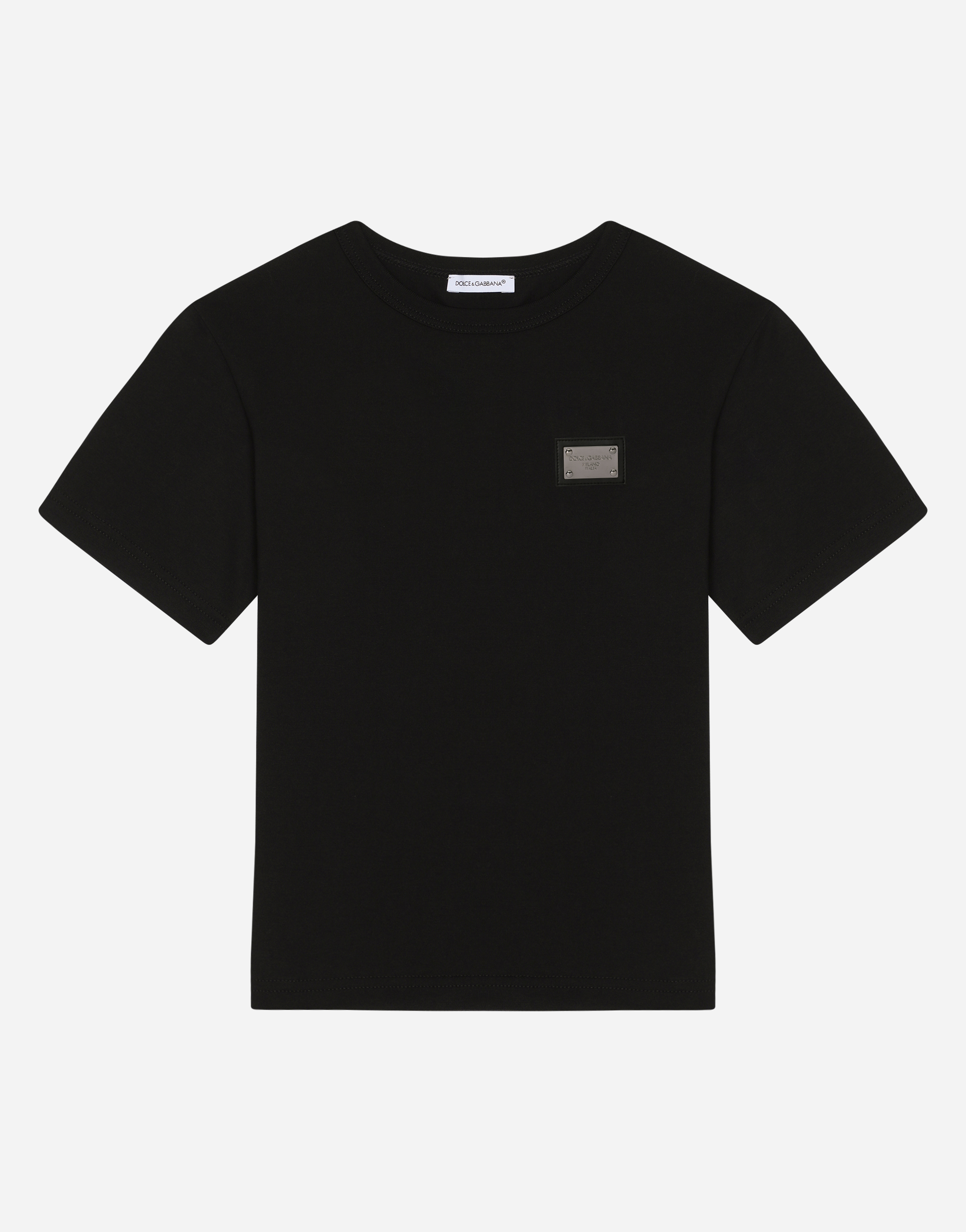 ブラックのボーイズ Tシャツ ジャージー ロゴプレート ブラックのボーイズ Tシャツ ジャージー ロゴプレート