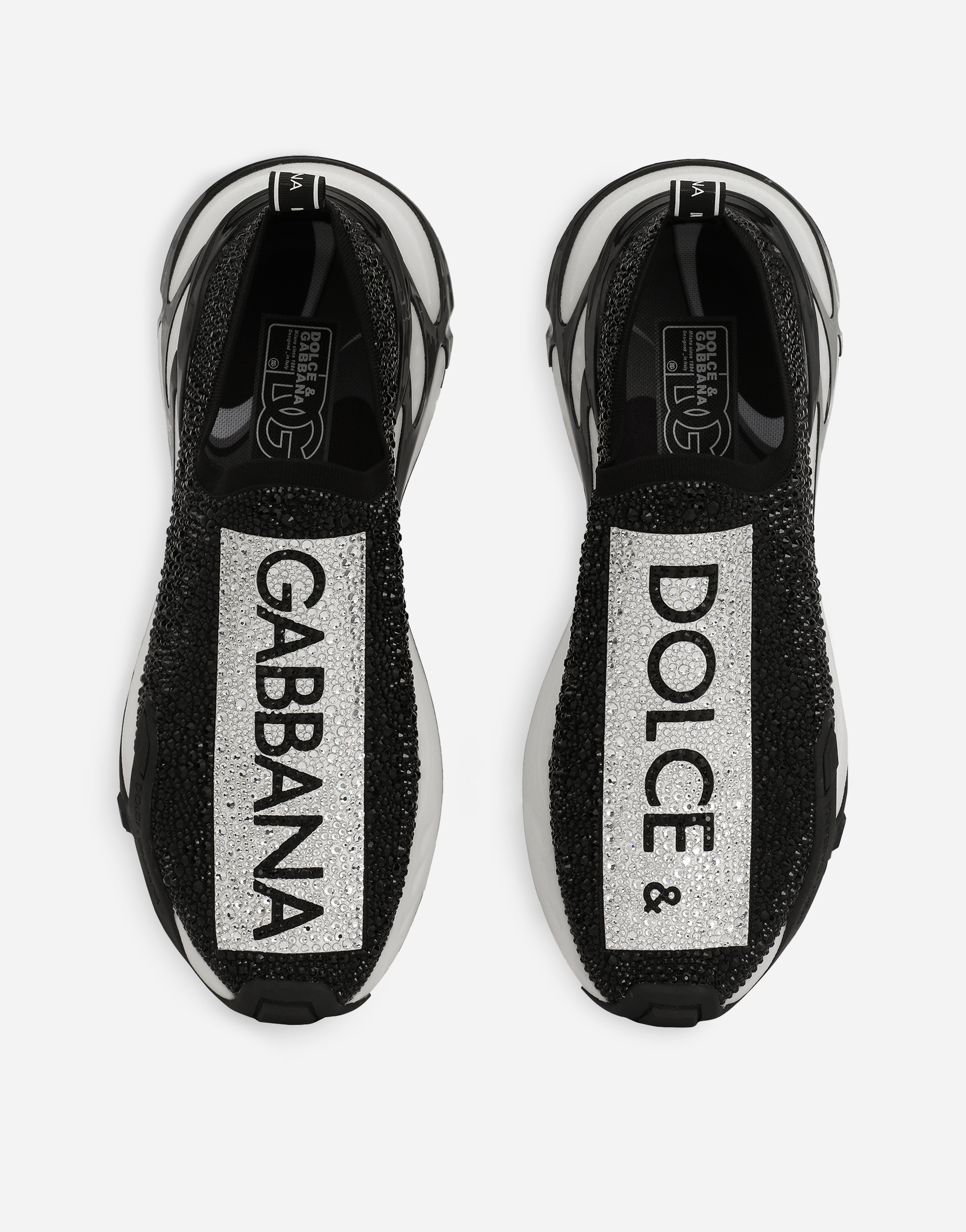Dolce & Gabbana Fast Sneakers With Fusible Rhinestones In Black