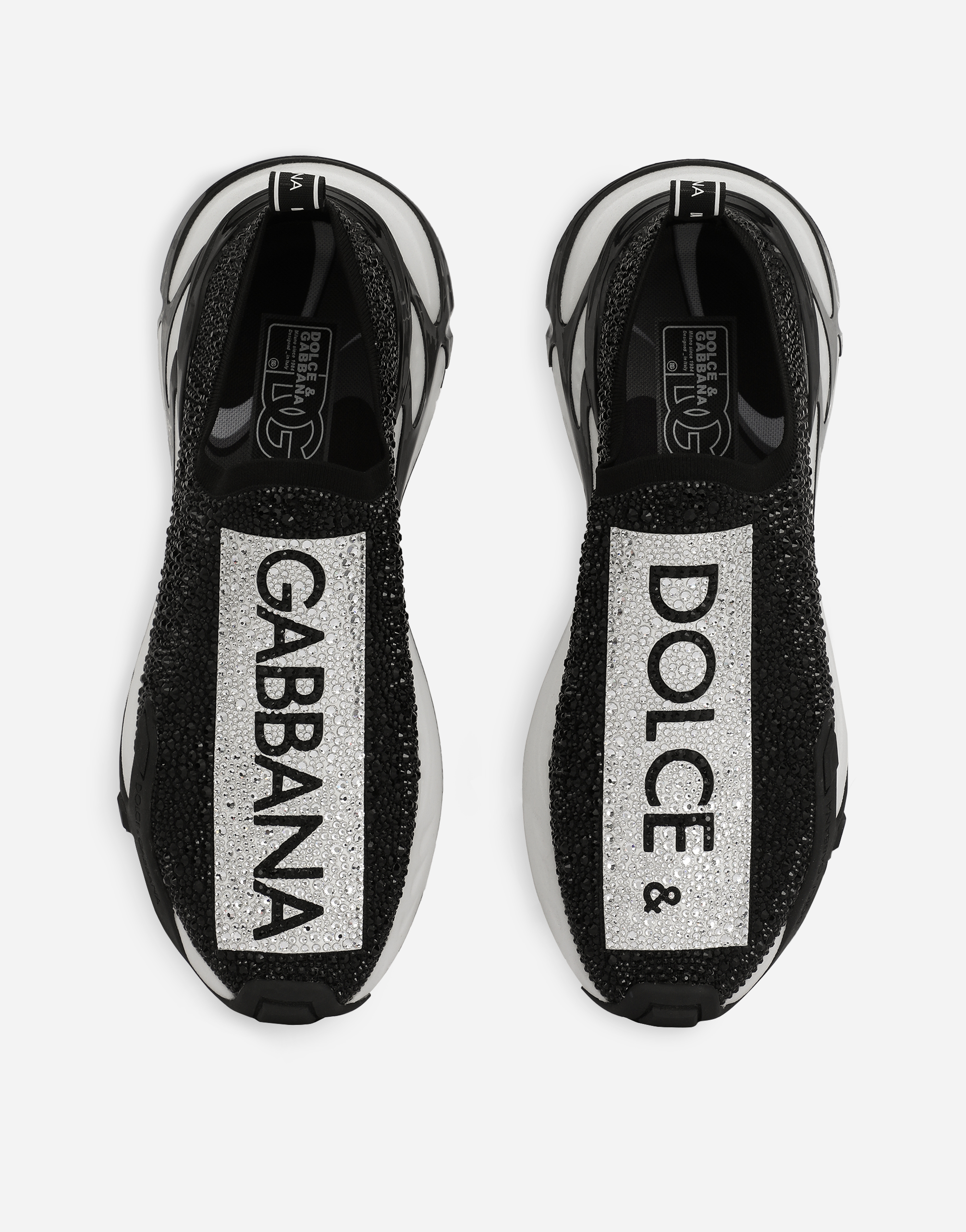 Shop Dolce & Gabbana Fast Sneakers With Fusible Rhinestones In Black
