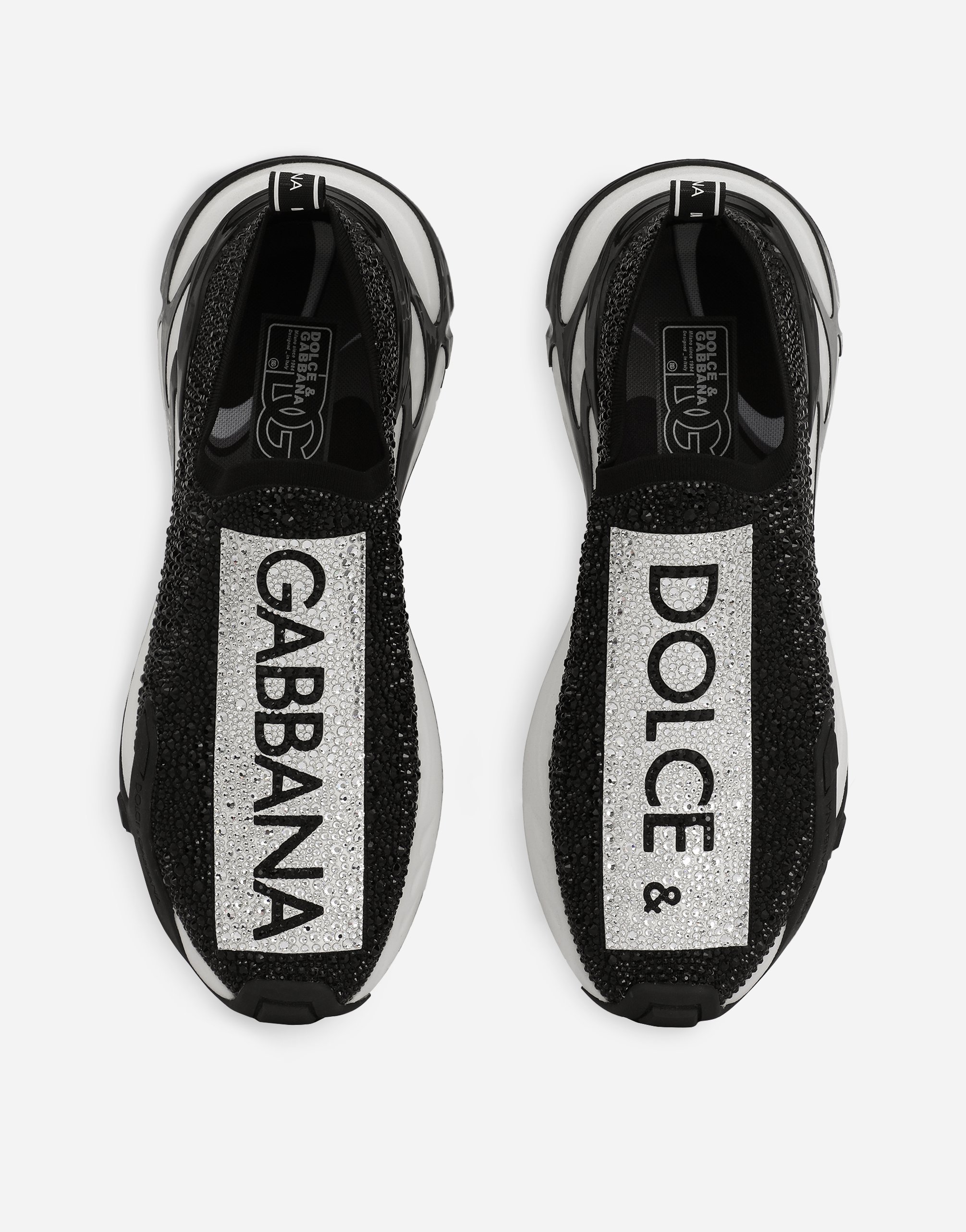 Dolce & Gabbana Fast Sneakers With Fusible Rhinestones In Black
