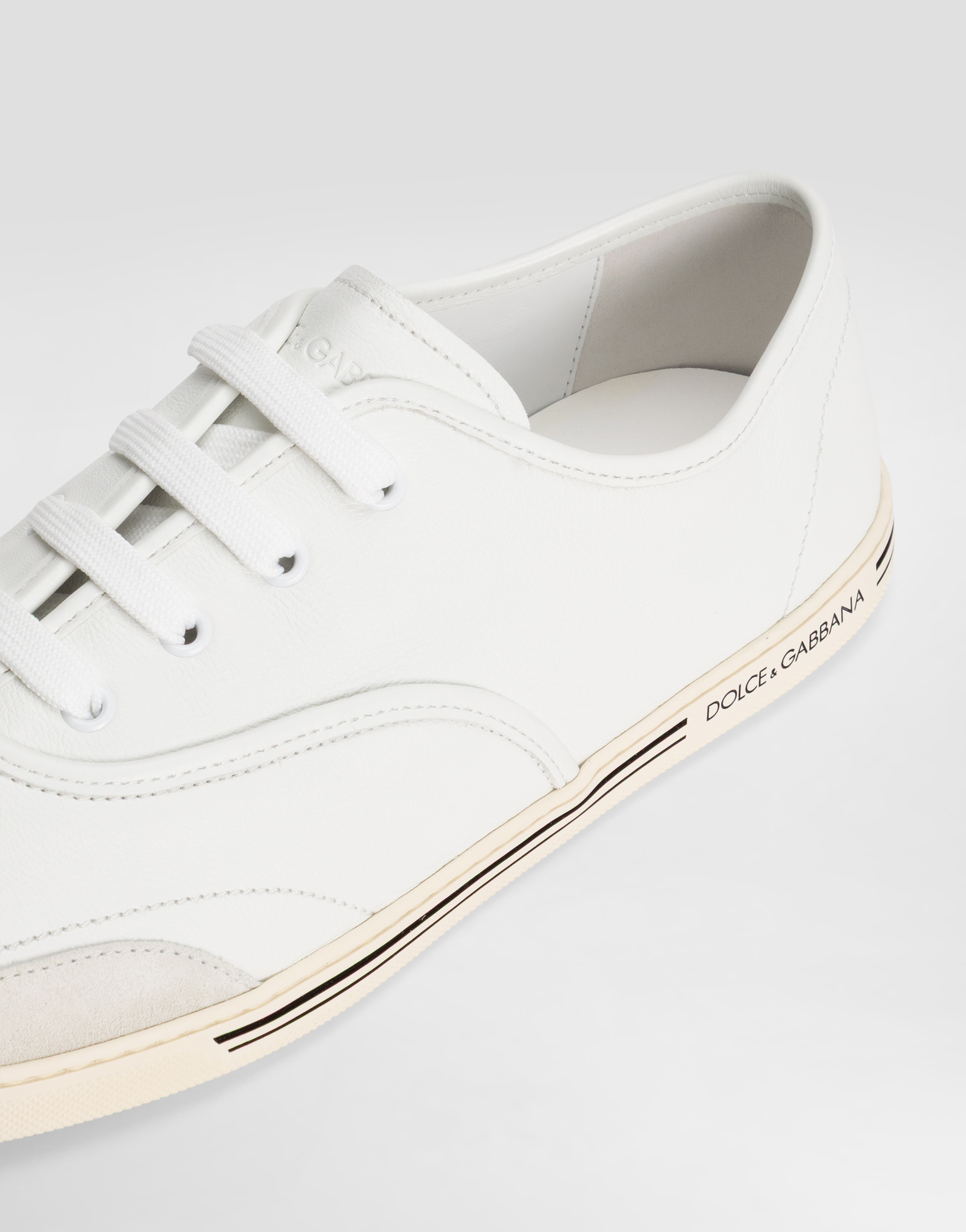 Dolce & Gabbana Saint Tropez Calfskin Sneakers In White