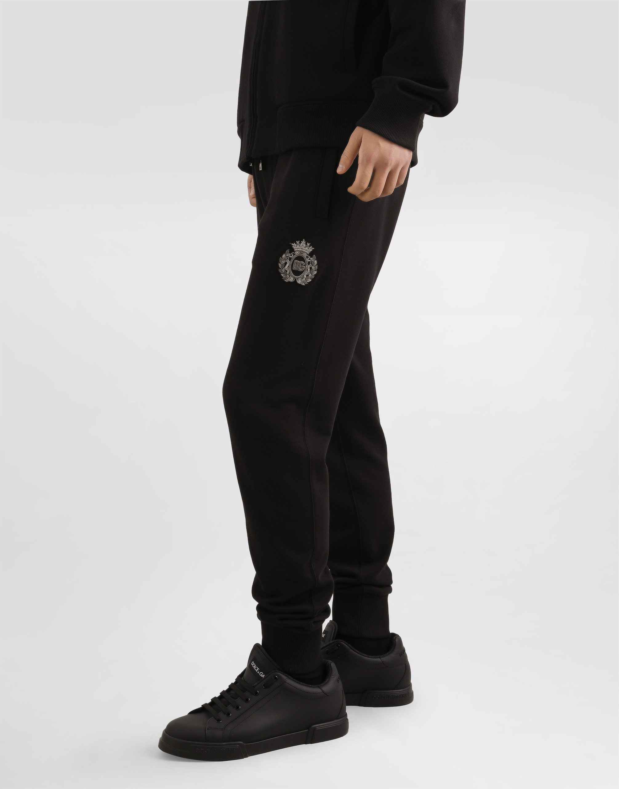 Dolce & Gabbana Trousers Ribbed Cuffs Elastic Waistband In Black
