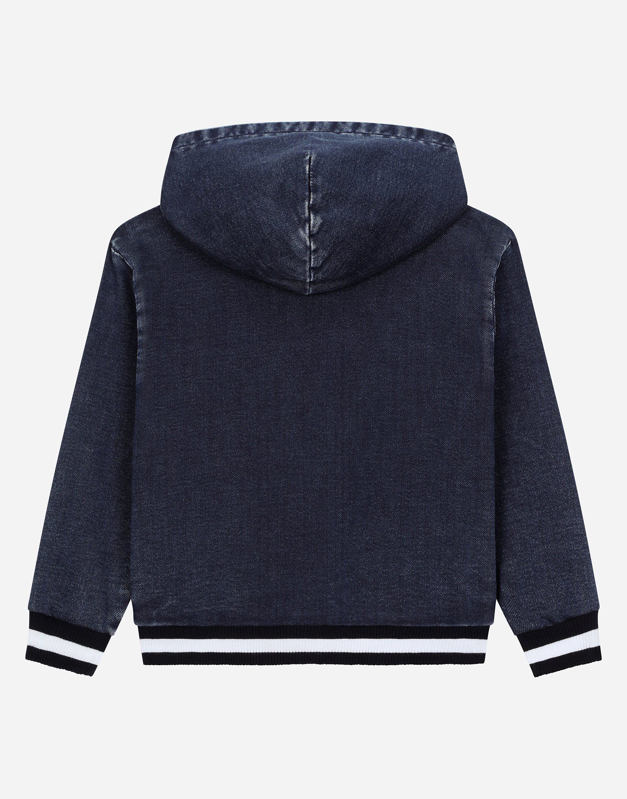 Denim-look jersey hoodie with Dolce&Gabbana logo