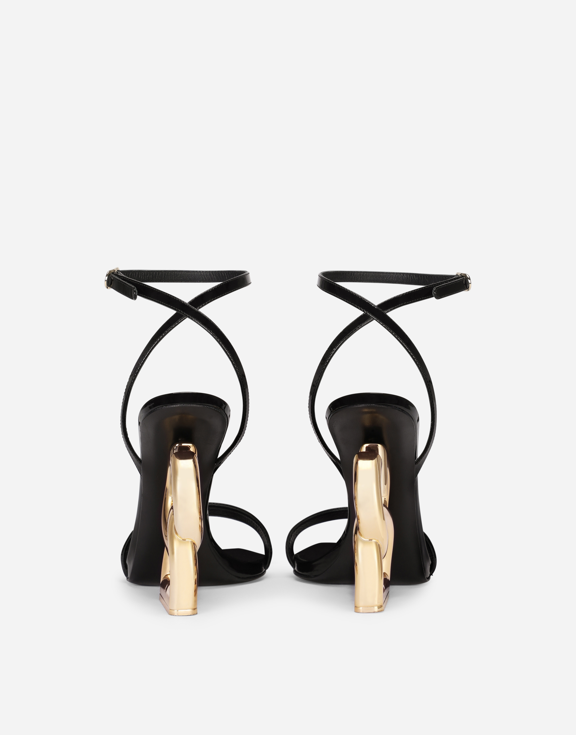  Dolce & Gabbana Sandalette Aus Lackleder Mit Absatz Dg Pop - Frau Sandalen Und Wedges Schwarz Leder 38 