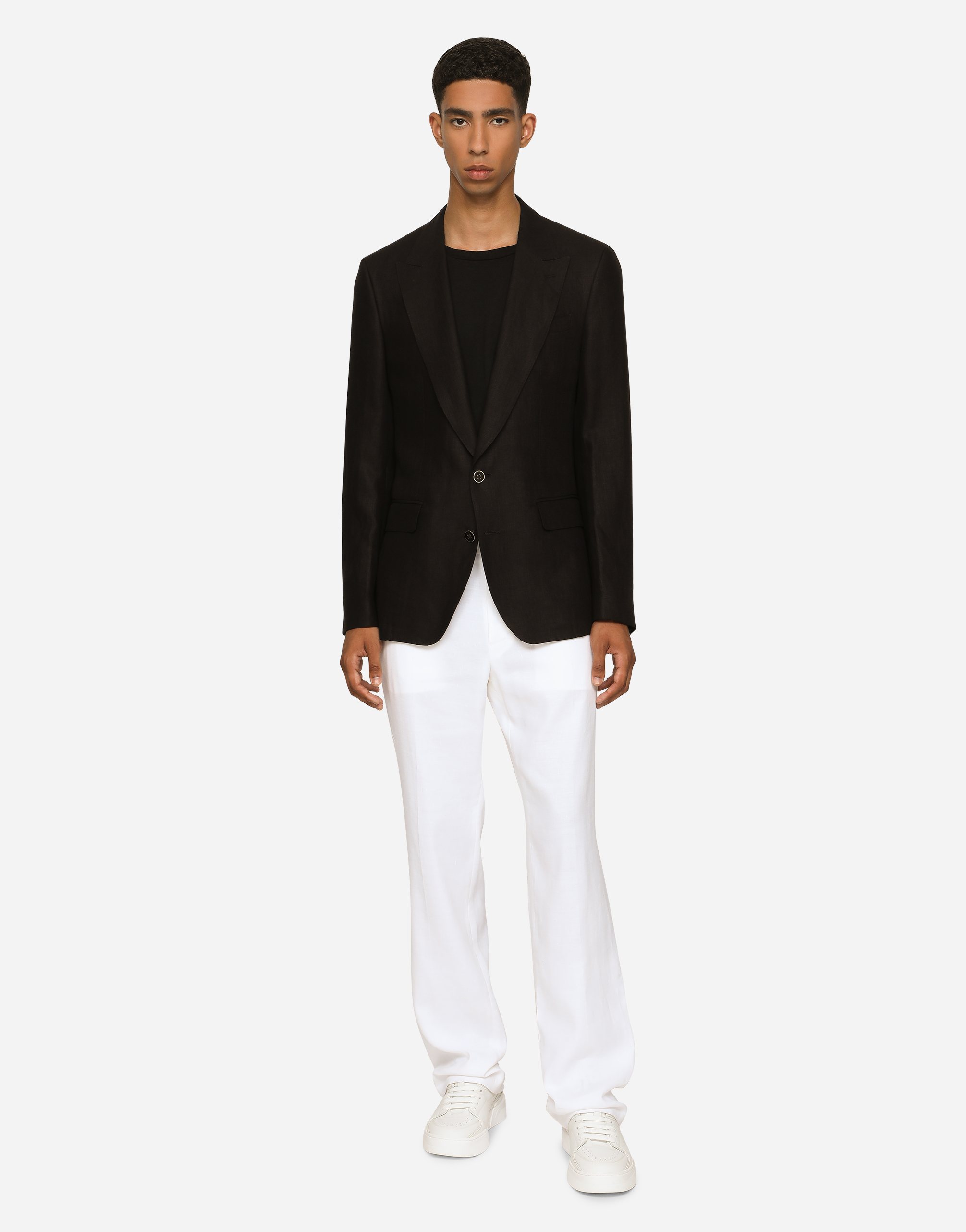 Dolce & Gabbana Deconstructed Single-breasted Linen Blazer In Black