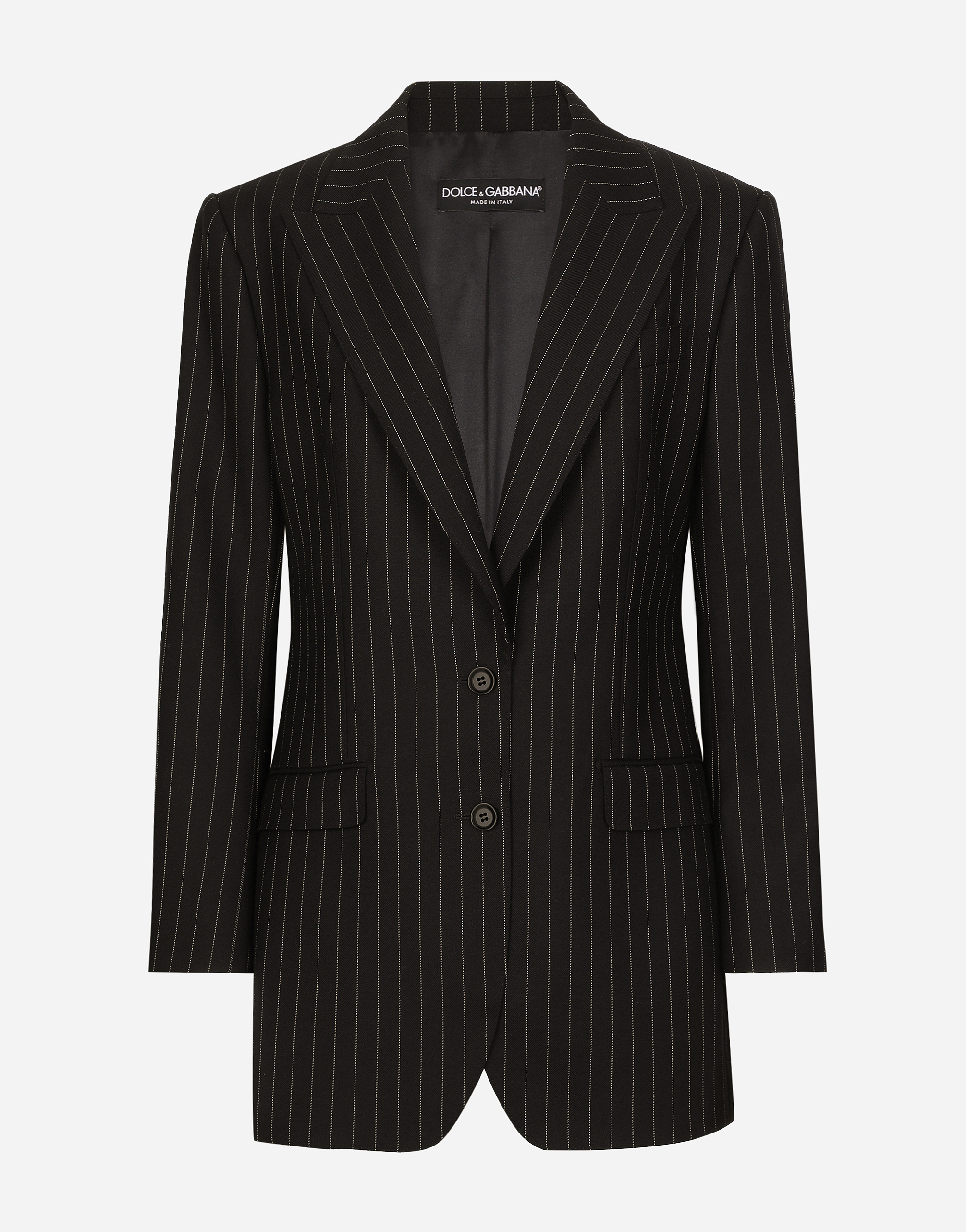 Dolce & Gabbana Single-breasted Pinstripe Wool Jacket - Woman Blazers Multi-colored