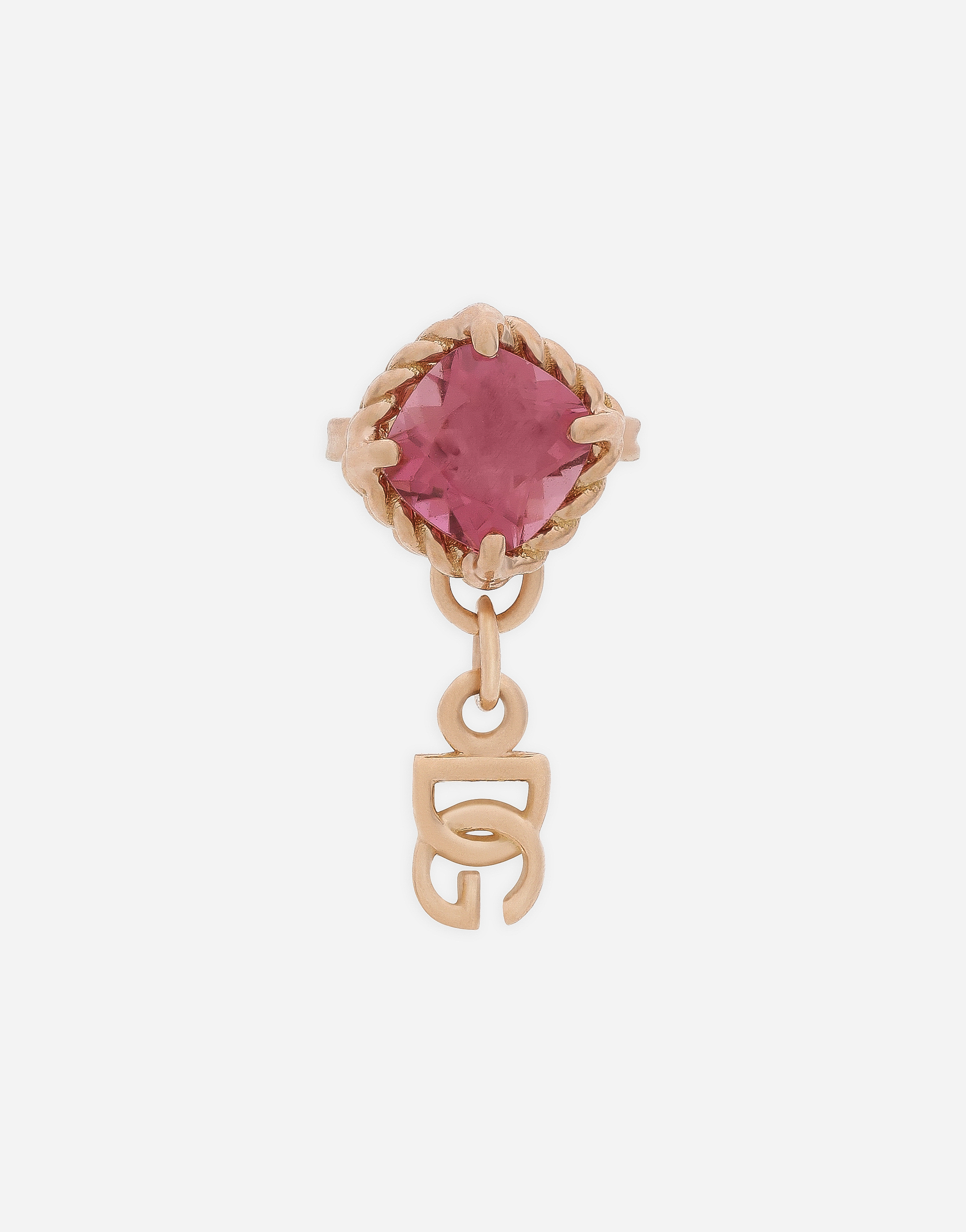 Dolce & Gabbana Single Earring In Yellow Gold 18kt With Pink Toumaline - Woman Earrings Red Gold Onesize