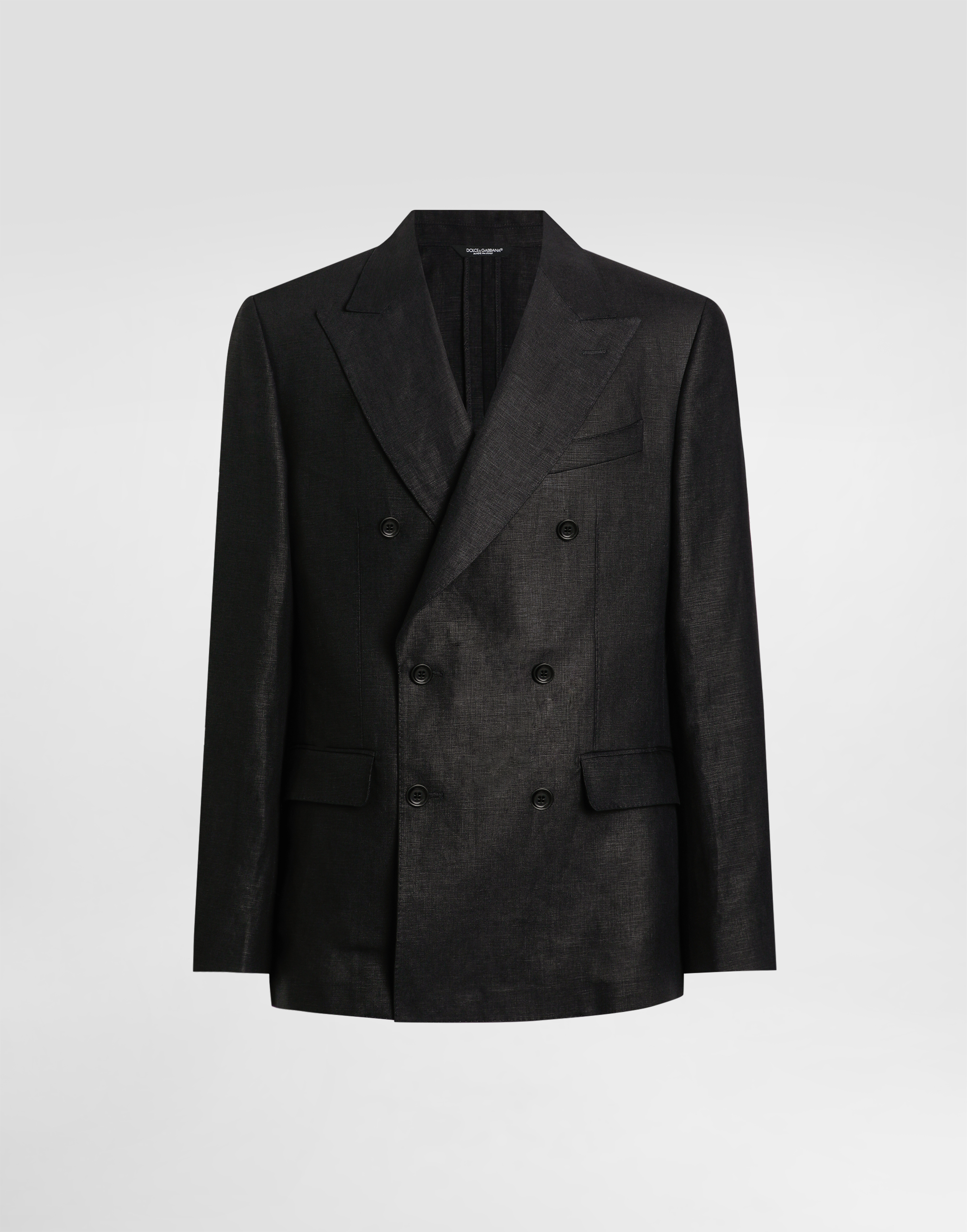 Dolce & Gabbana Double-breasted Linen Fabric Jacket In Black