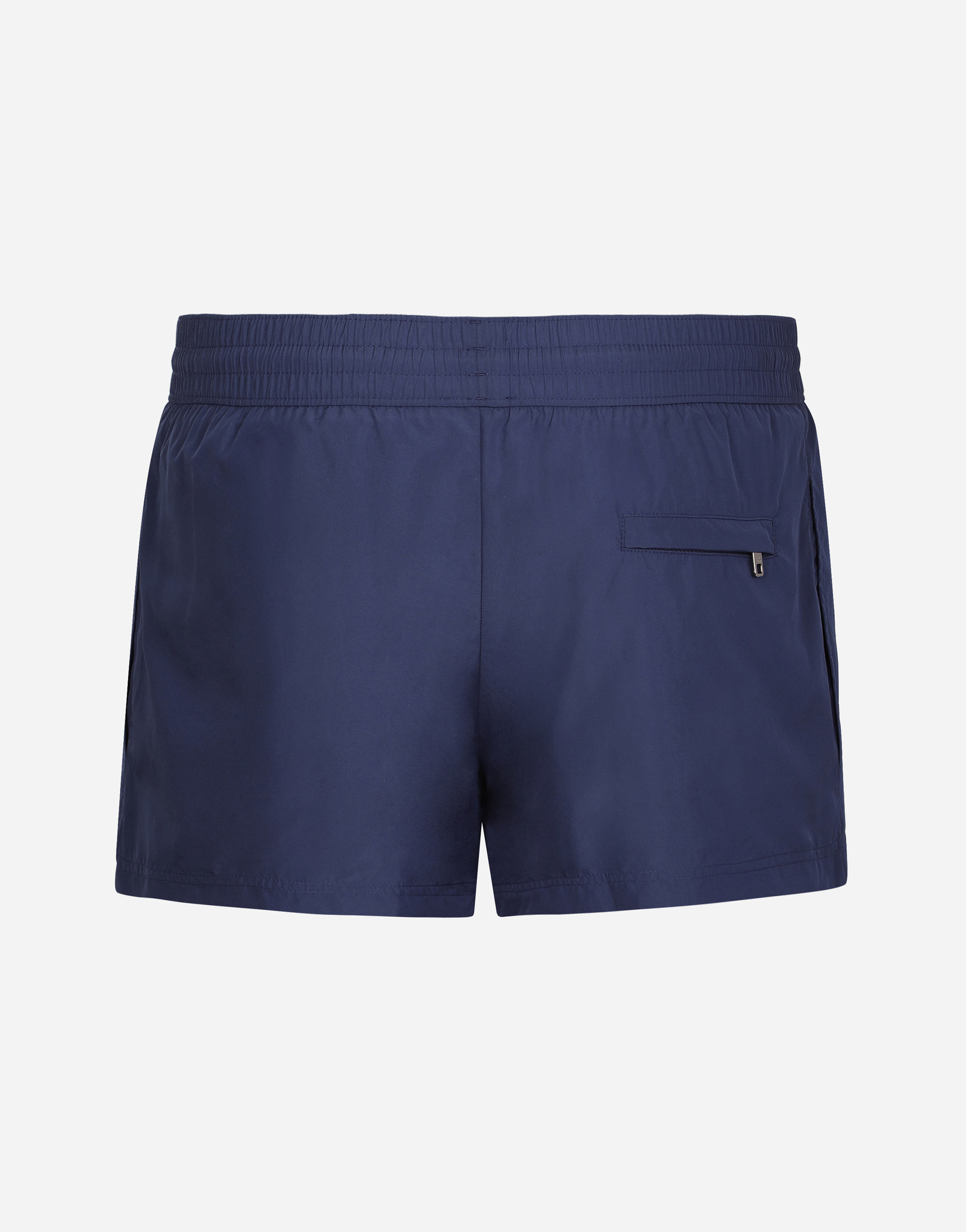 Shop Dolce & Gabbana Short Swim Trunks With Branded Tag In Blue