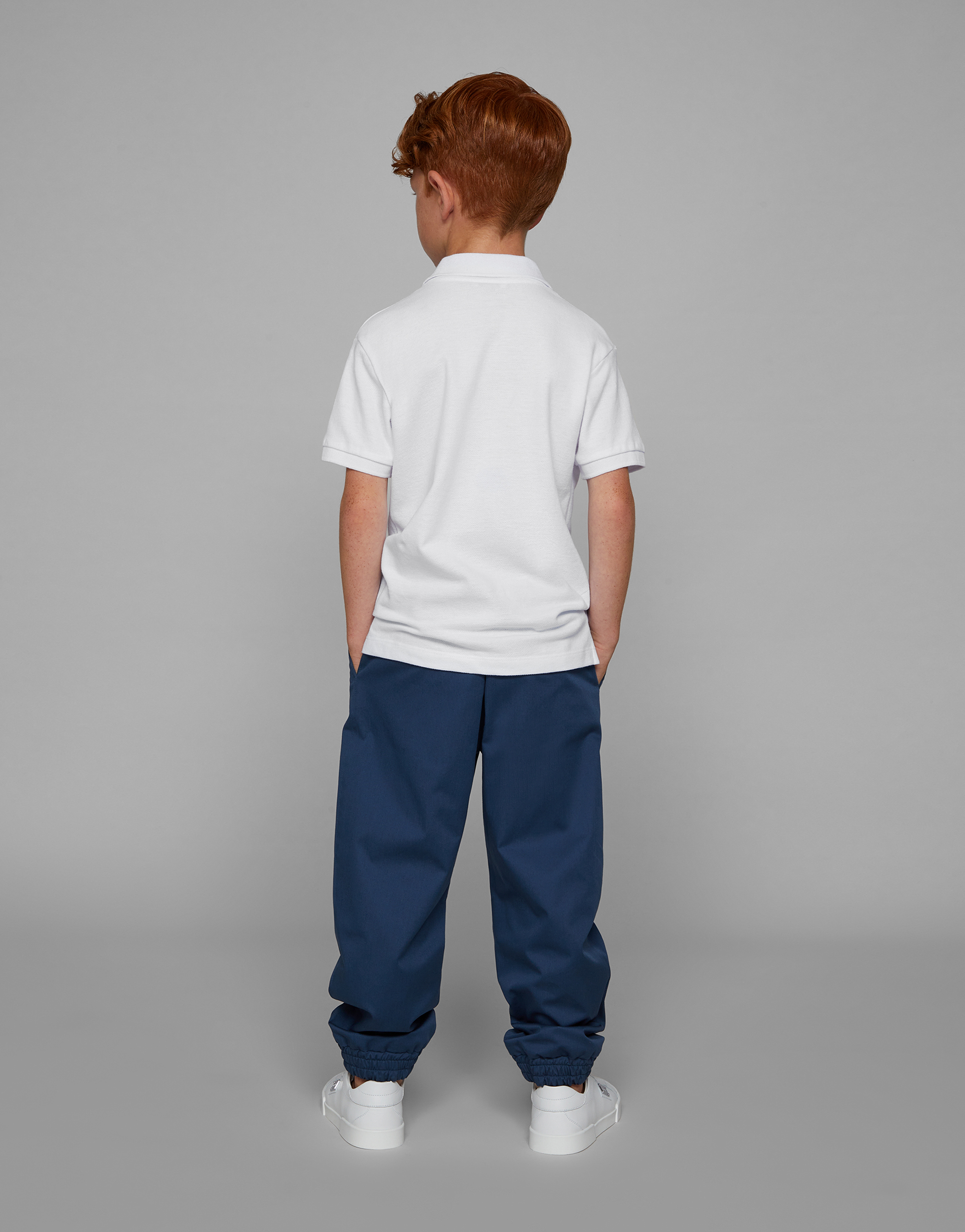 Dolce & Gabbana Stretch Gabardine Pants With Logo Tag In Blu Scurissimo 3
