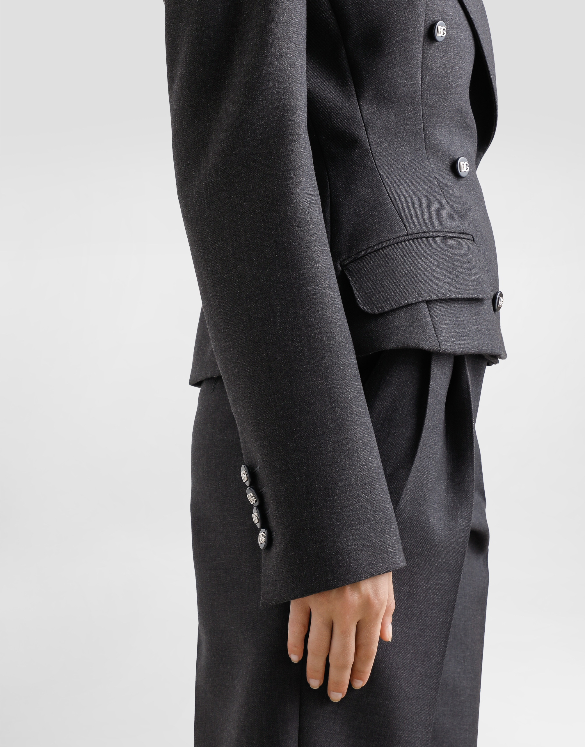 Dolce & Gabbana Double-breasted Dolce Jacket With Dg-branded Buttons In Grey