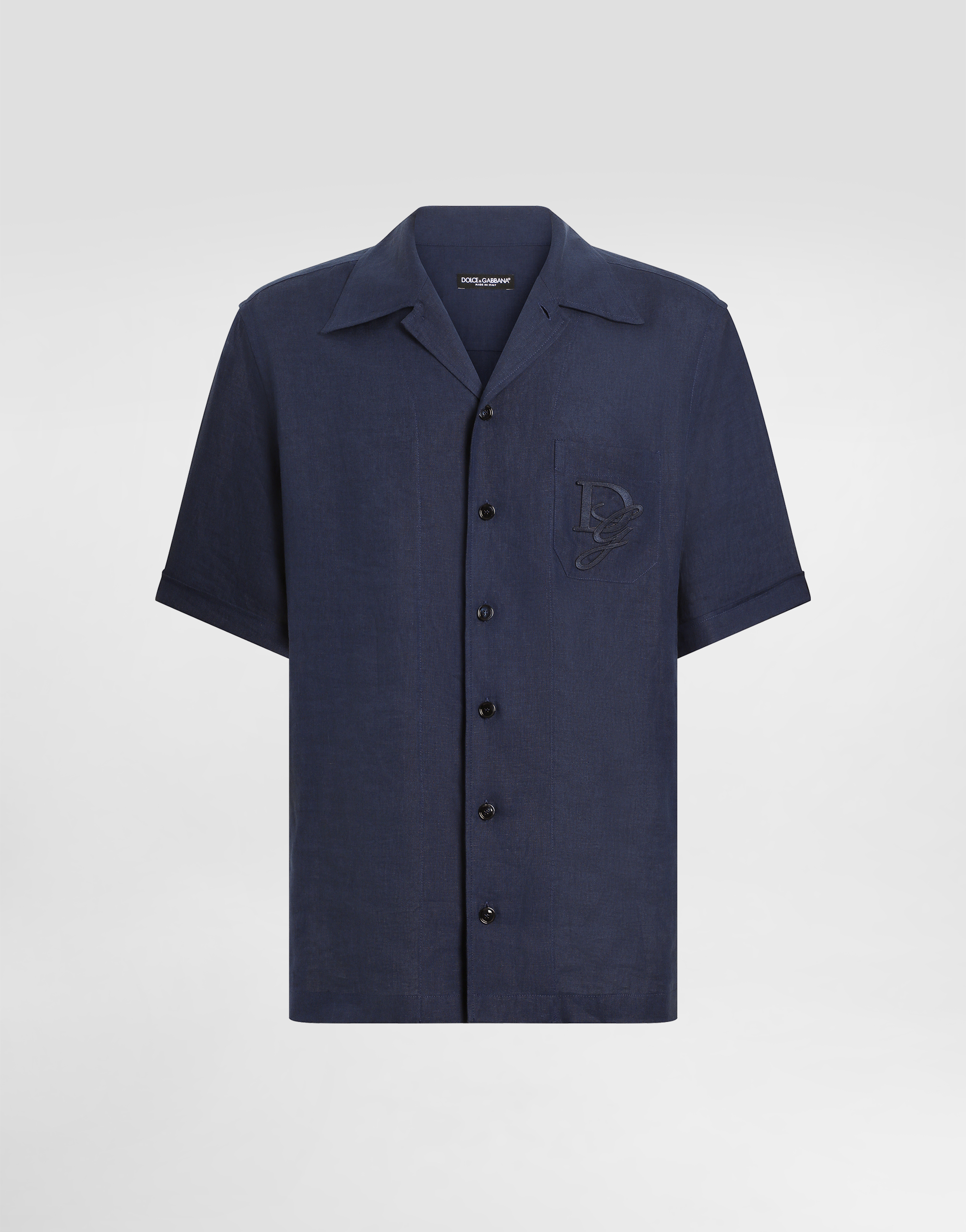 Linen shirt with logo embroidery