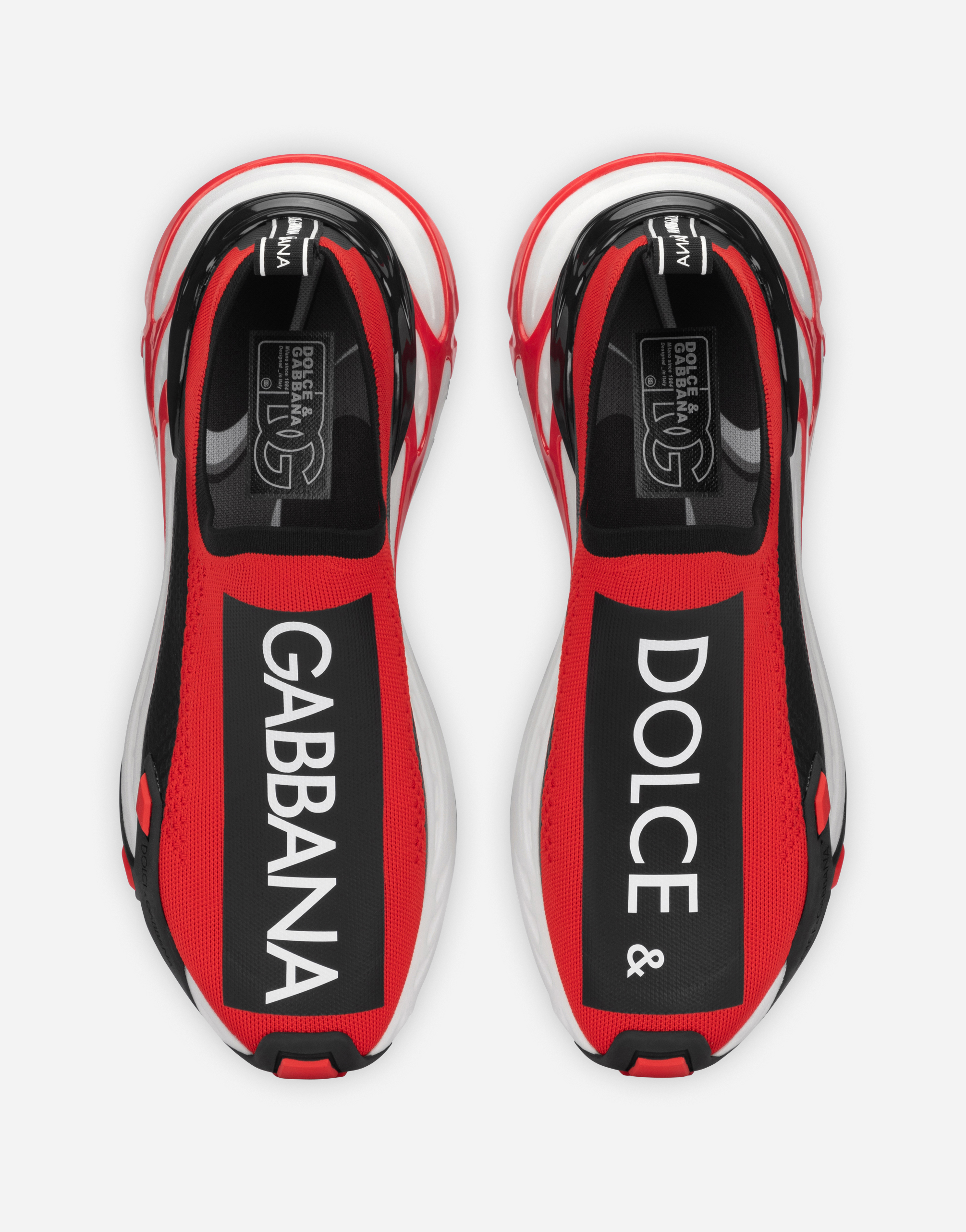 Shop Dolce & Gabbana Sorrento Sneakers In Stretch Mesh With Logo In Multicolor
