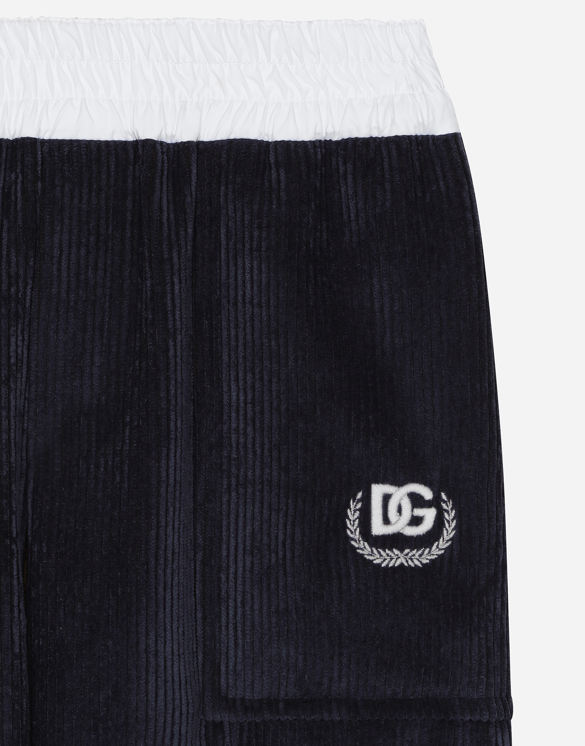 Dolce & Gabbana Corduroy Jogging Pants With Dg Logo In Blue