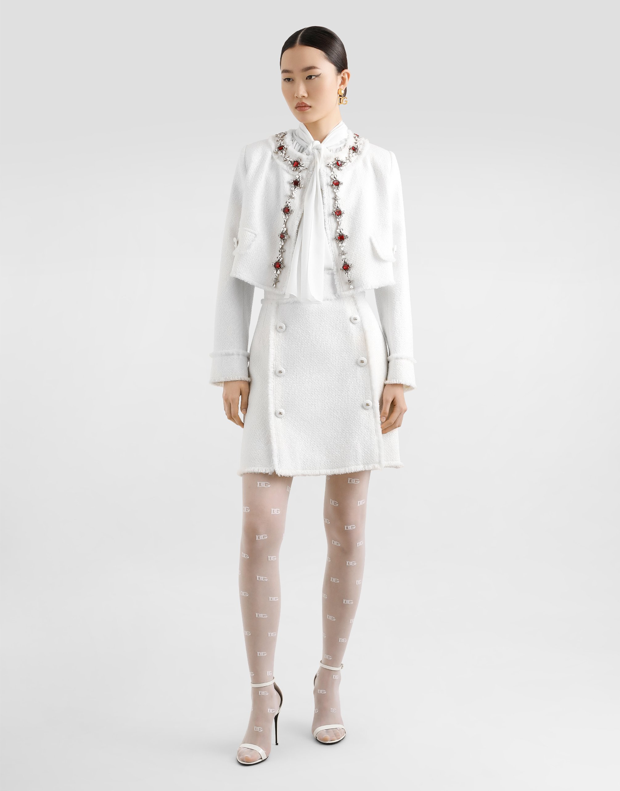 Dolce & Gabbana Rachel Tweed Skirt In White