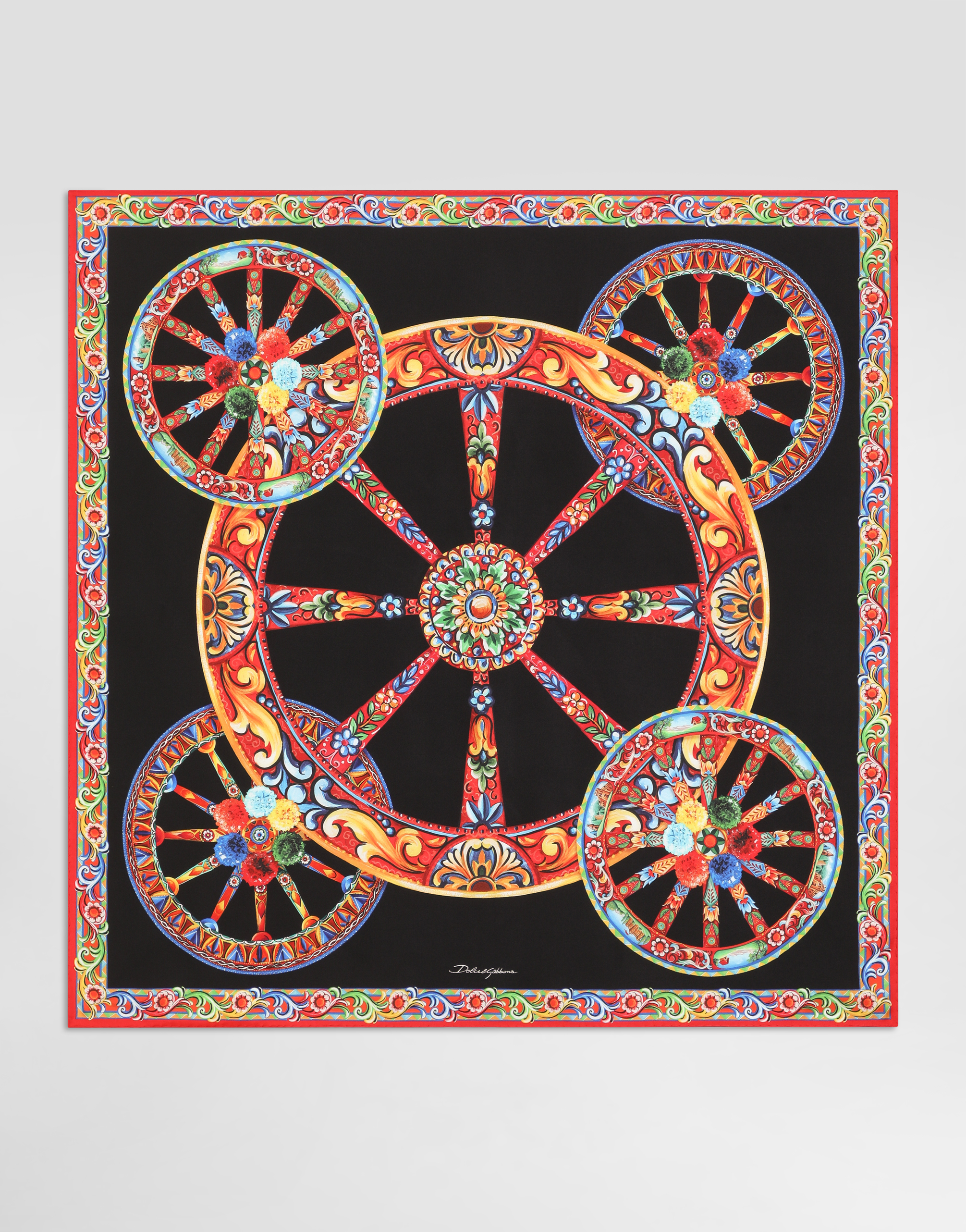 90x90 carretto-print silk twill scarf in Multicolor for Women