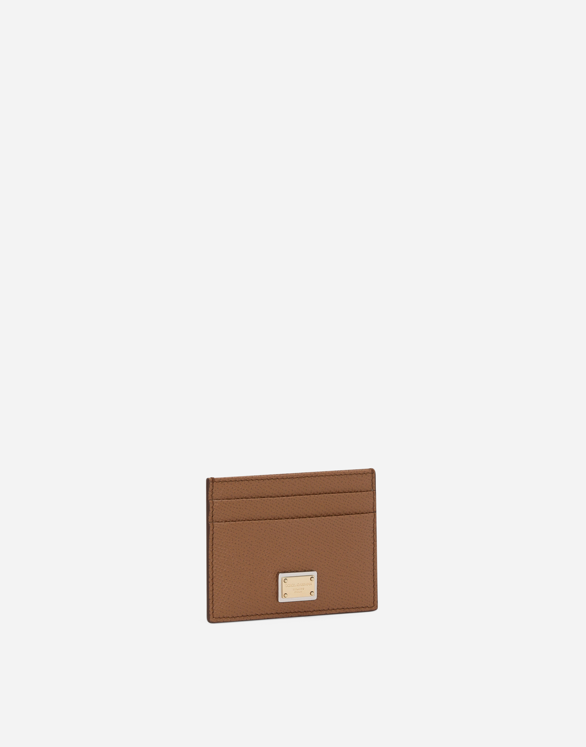 Dolce & Gabbana Dauphine Calfskin Card Holder In Brown