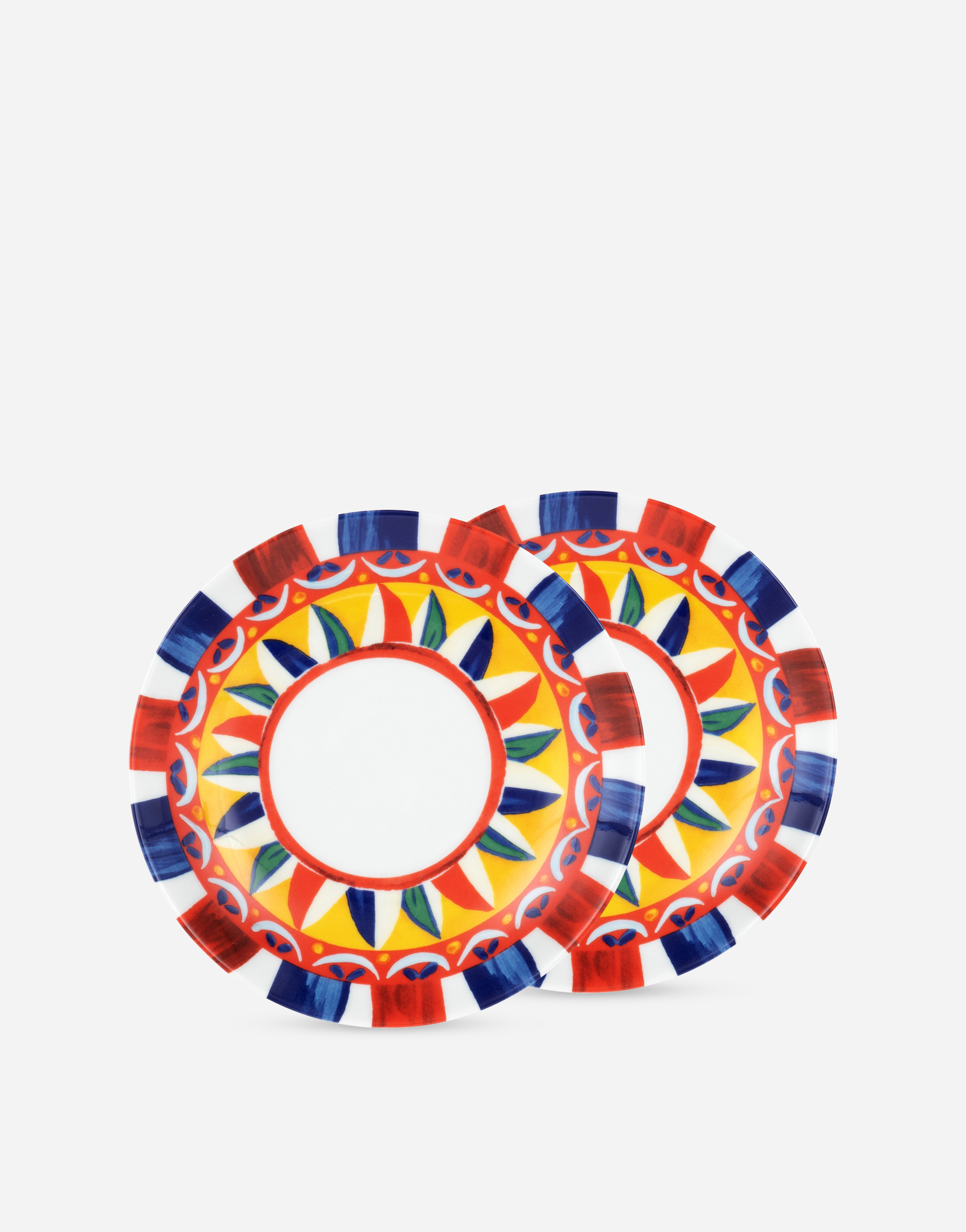 Dolce & Gabbana Set 2 Porcelain Dessert Plates Multicolor Unisex Onesize In Multicolor