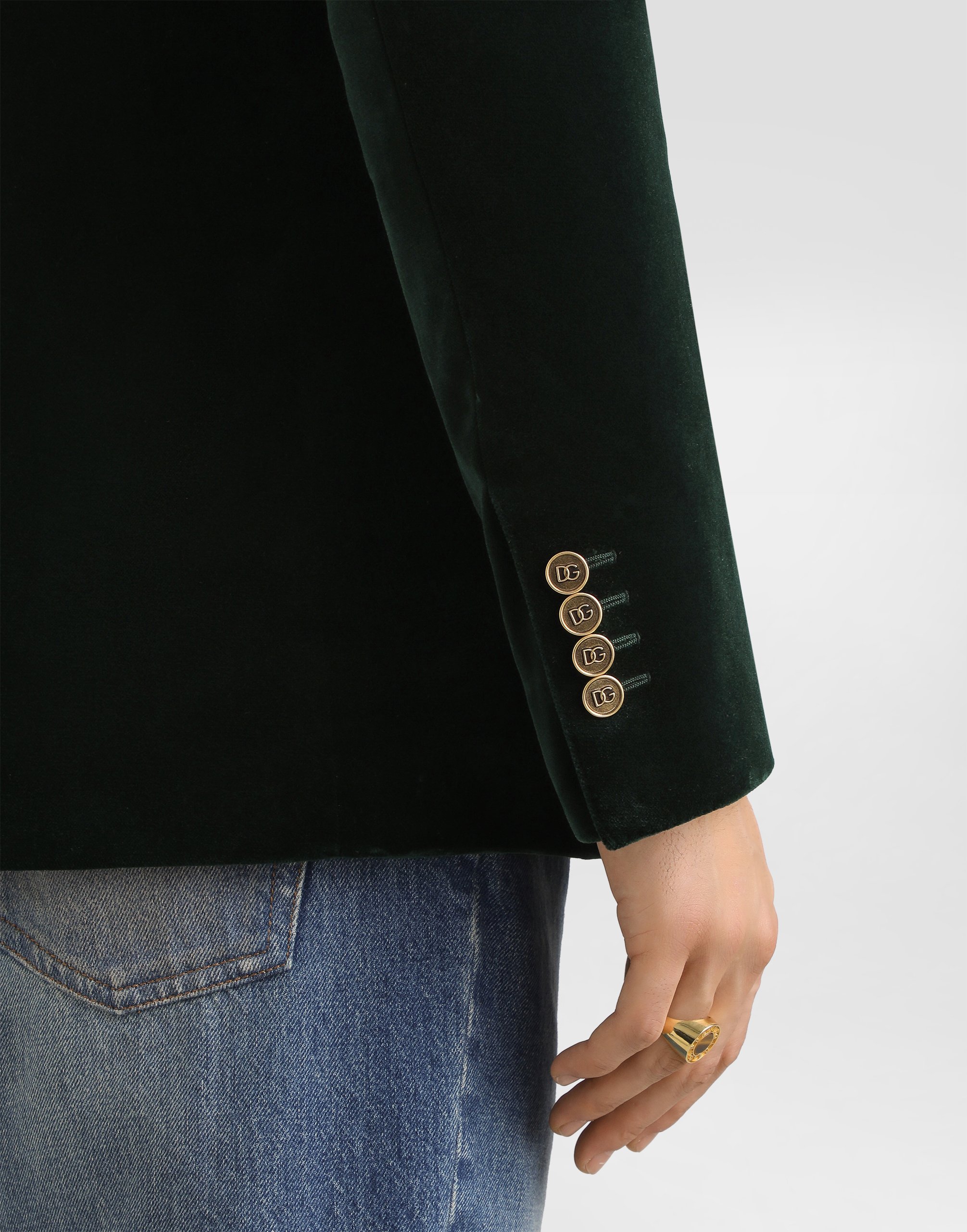 Double-breasted sicilia light cotton velvet jacket